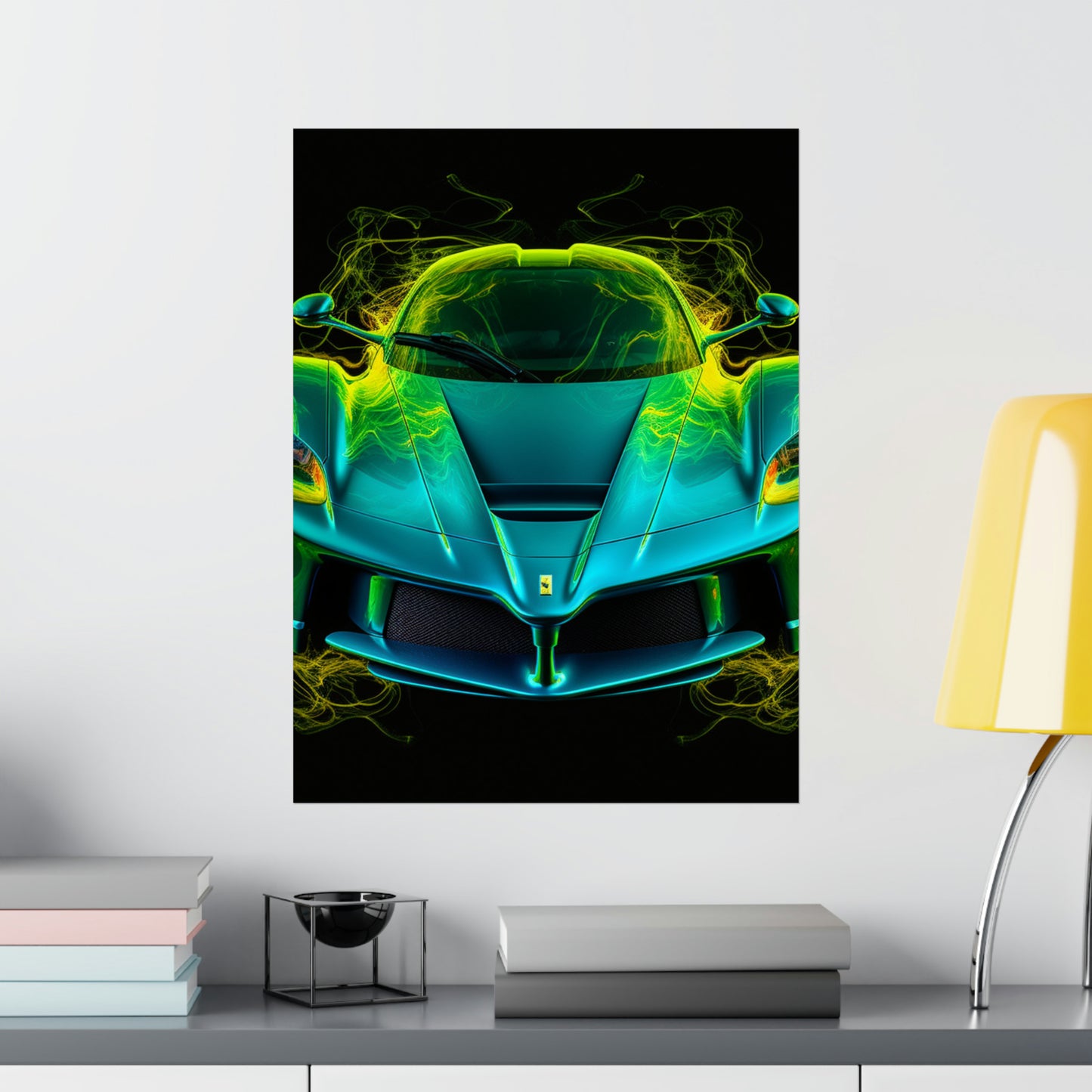 Premium Matte Vertical Posters Ferrari Neon 2