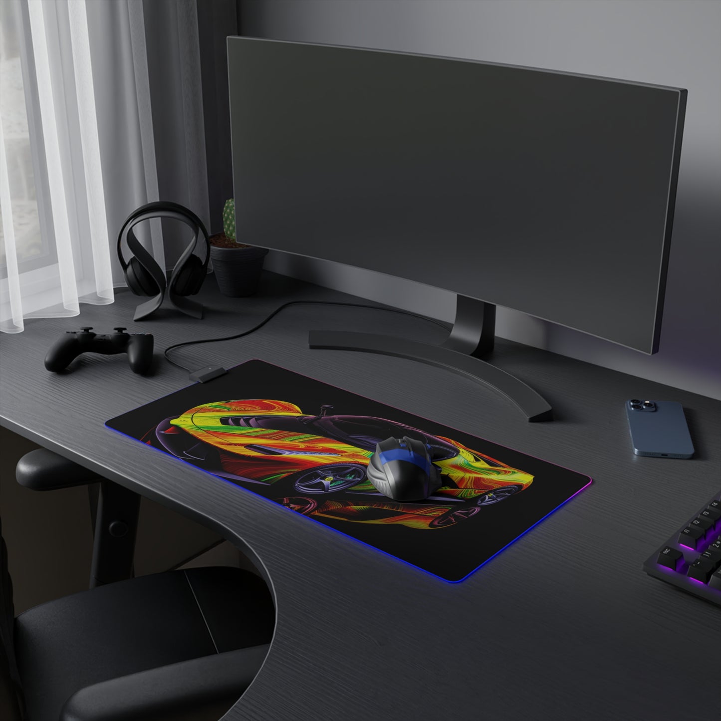 LED Gaming Mouse Pad Ferrari Neon 4