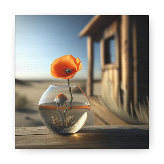 Canvas Gallery Wraps Orange Poppy in a Vase 1