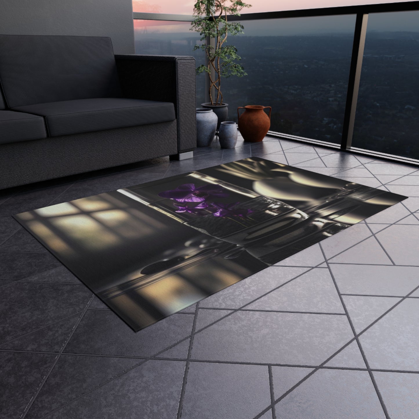 Outdoor Rug  Purple Orchid Glass vase 4