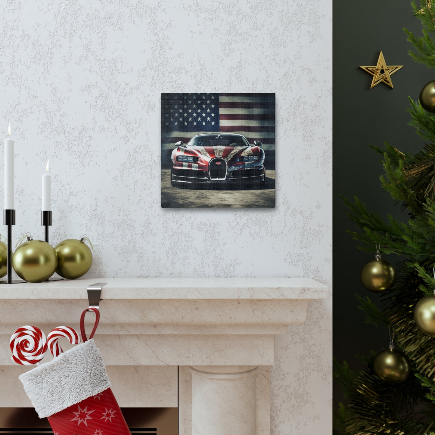 Canvas Gallery Wraps American Flag Background Bugatti 3