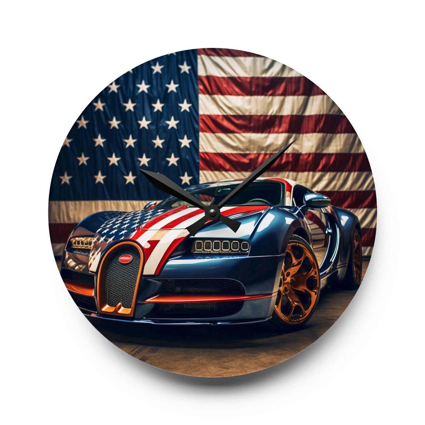 Acrylic Wall Clock Bugatti Flag American 4