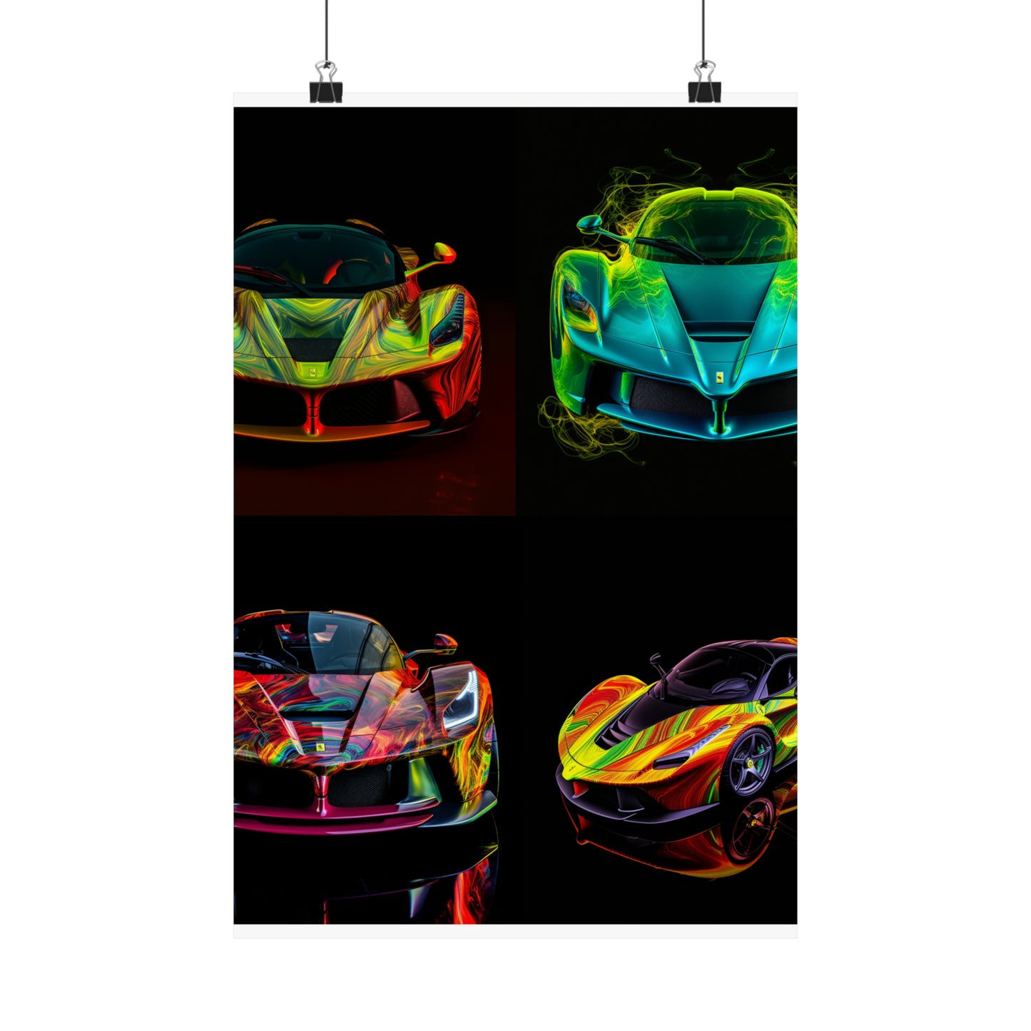 Premium Matte Vertical Posters Ferrari Neon 5