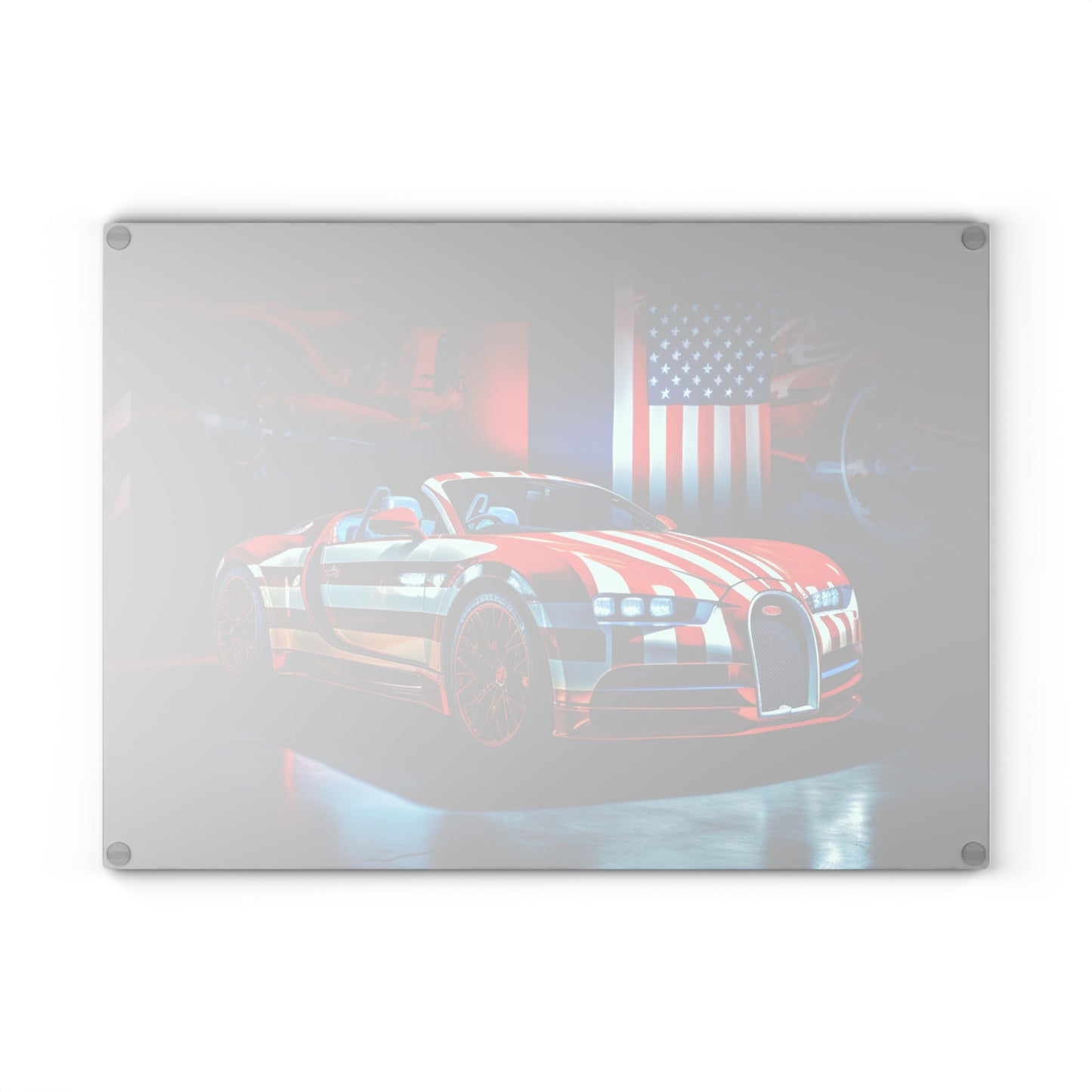 Glass Cutting Board Macro Bugatti American Flag 2