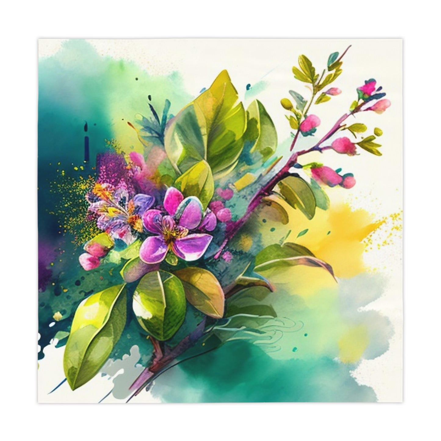 Tablecloth Mother Nature Bright Spring Colors Realistic Watercolor 1