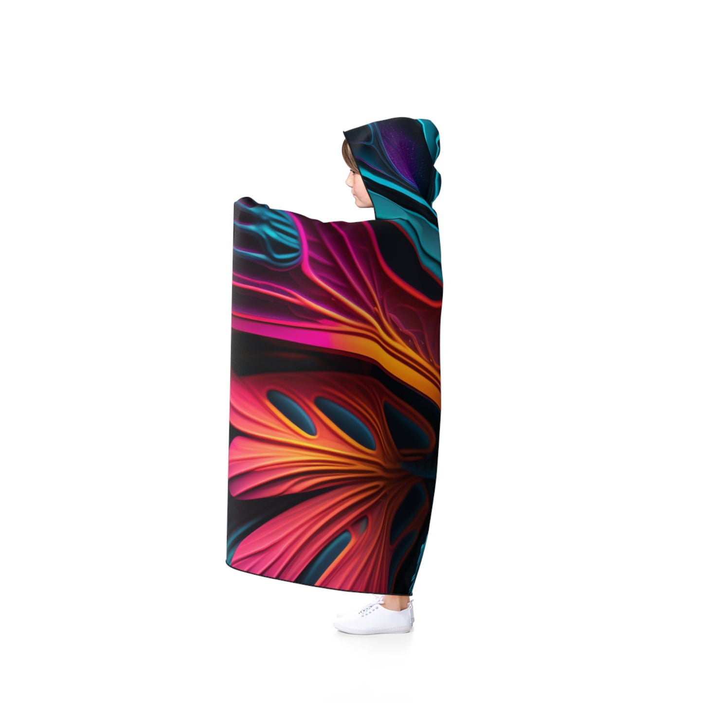 Hooded Blanket Neon Butterfly Macro 4