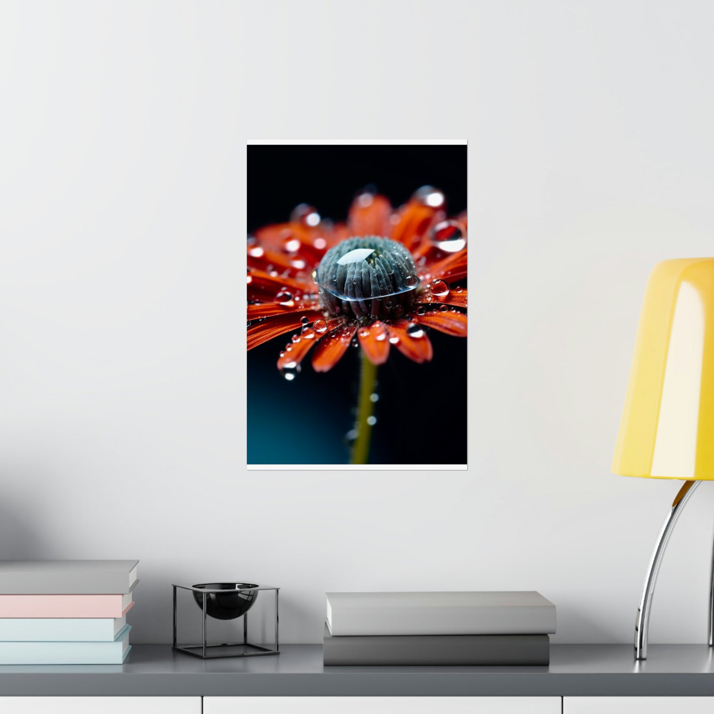 Premium Matte Vertical Posters Water drop Macro Flower 1