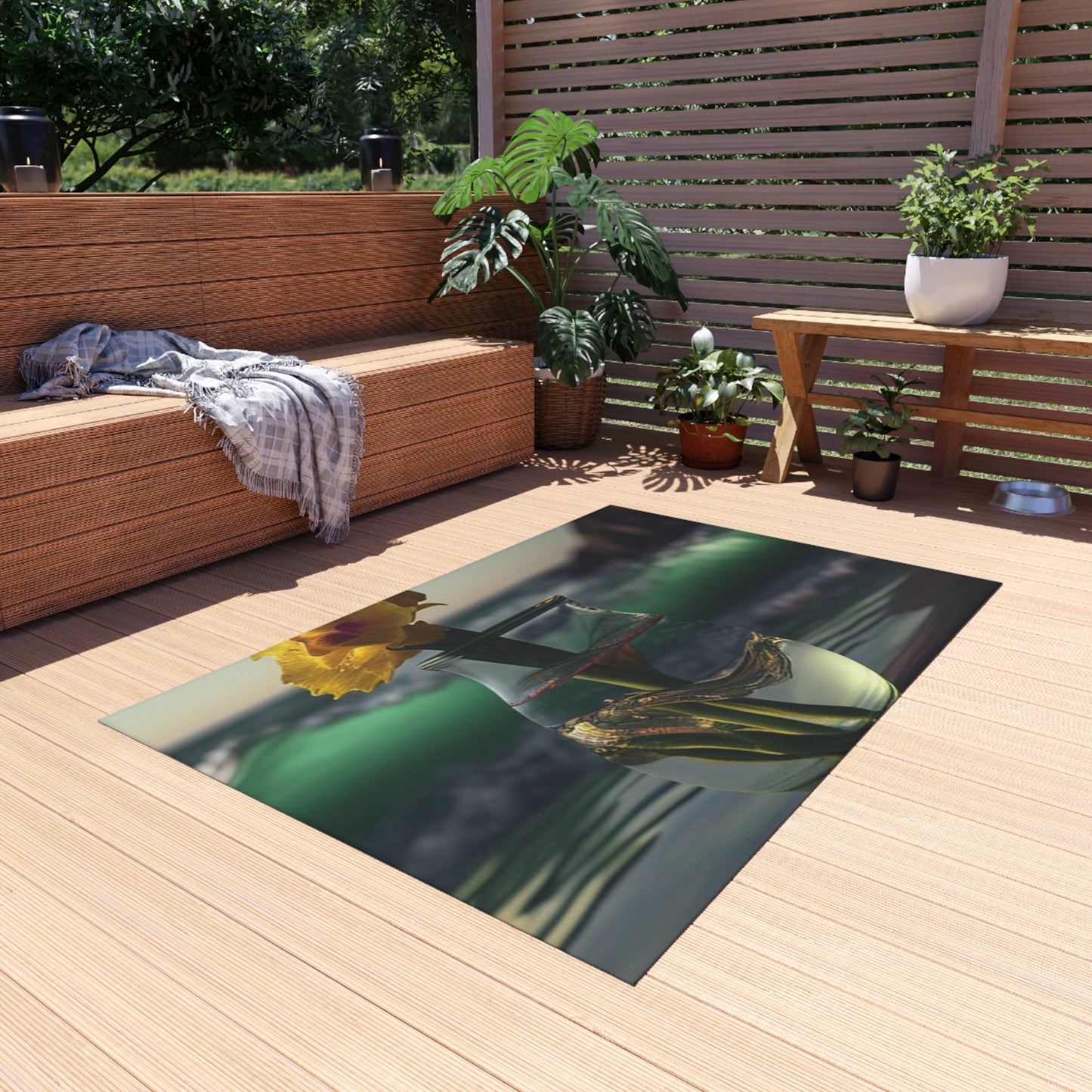Outdoor Rug  Yellow Gladiolus glass 1