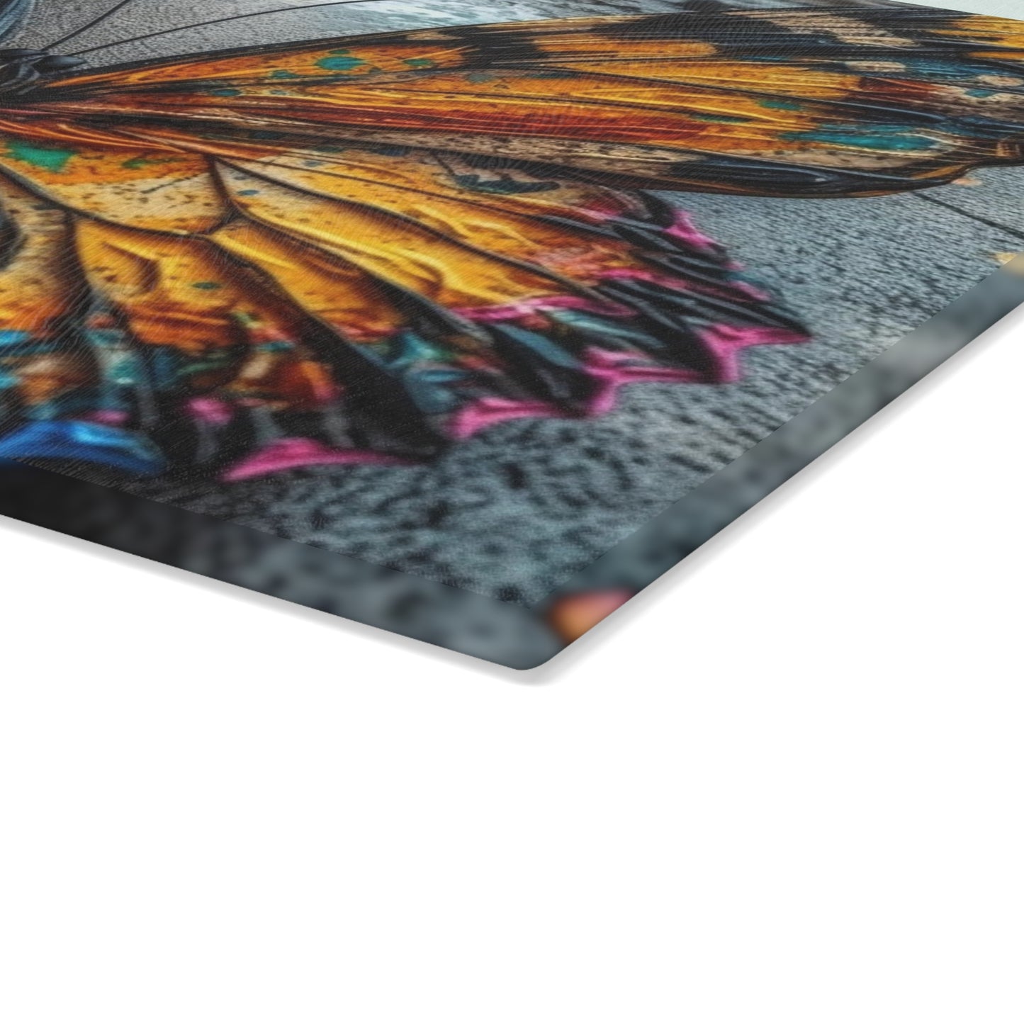 Glass Cutting Board Liquid Street Butterfly 1