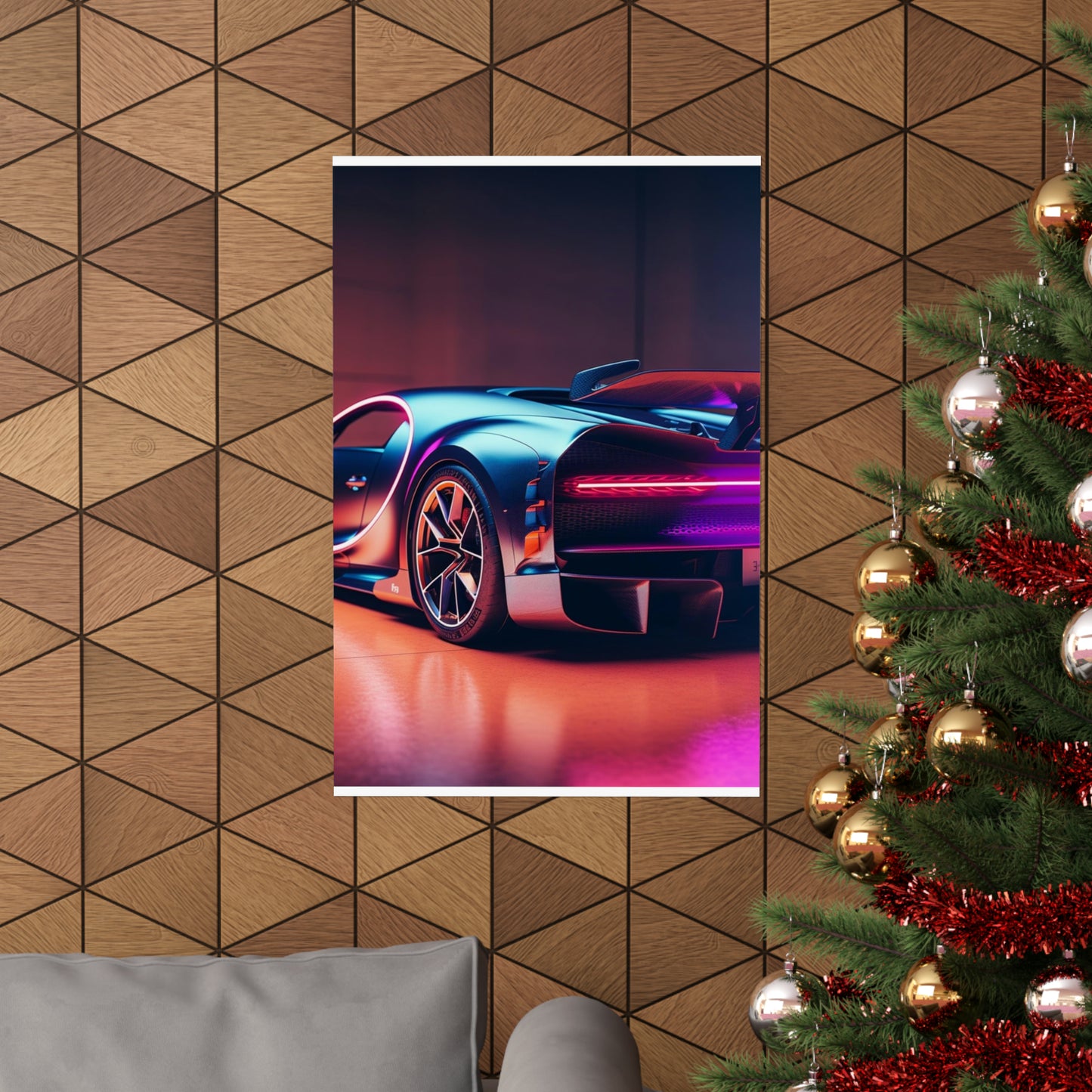 Premium Matte Vertical Posters Hyper Bugatti Neon Chiron 2