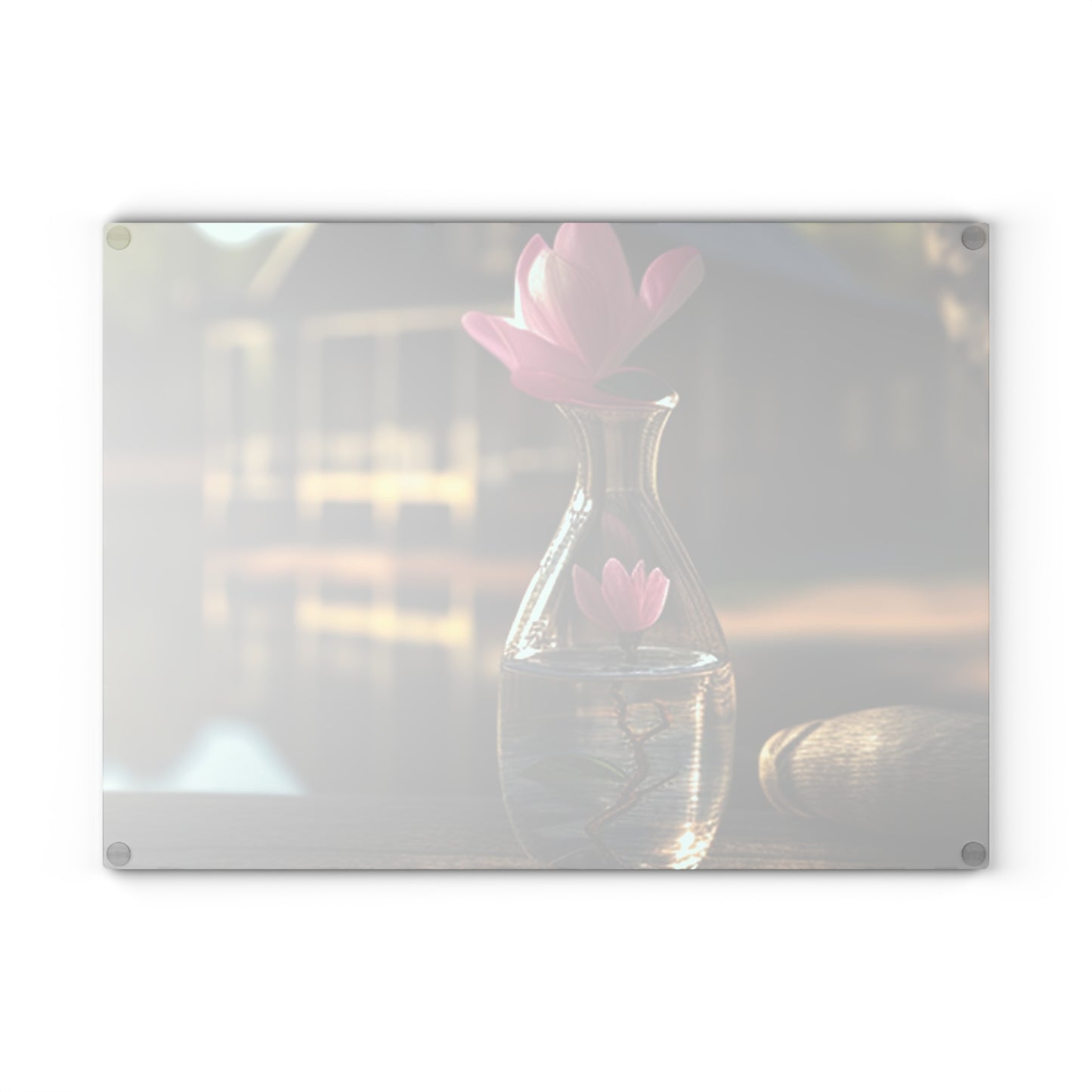 Glass Cutting Board Magnolia in a Glass vase 4