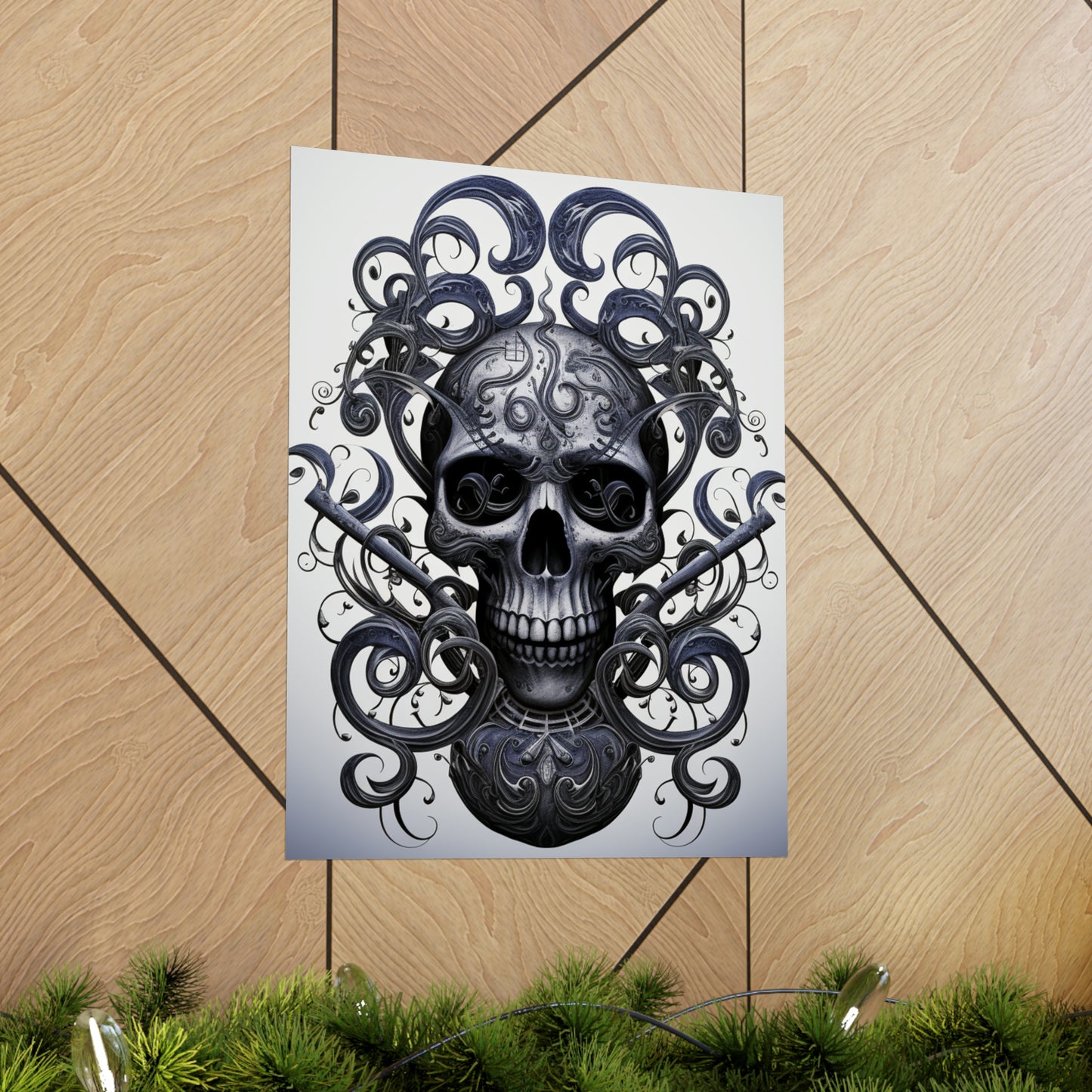 Premium Matte Vertical Posters Skull Treble Clef 1