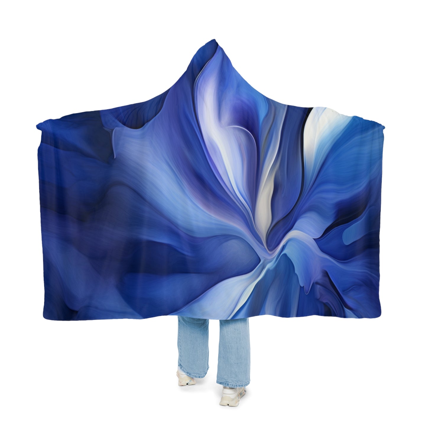 Snuggle Hooded Blanket Abstract Blue Tulip 3