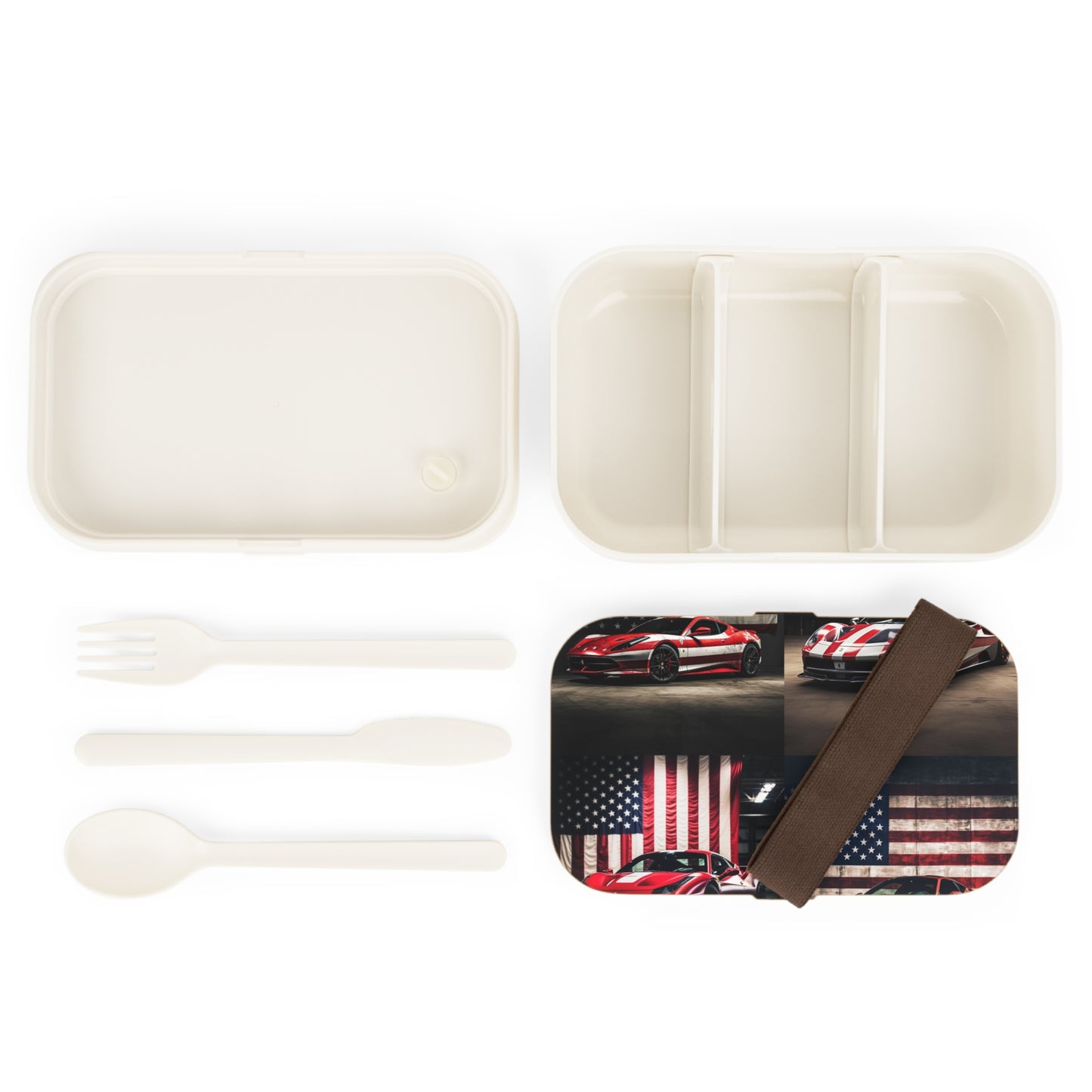 Bento Lunch Box American Flag Background Ferrari 5