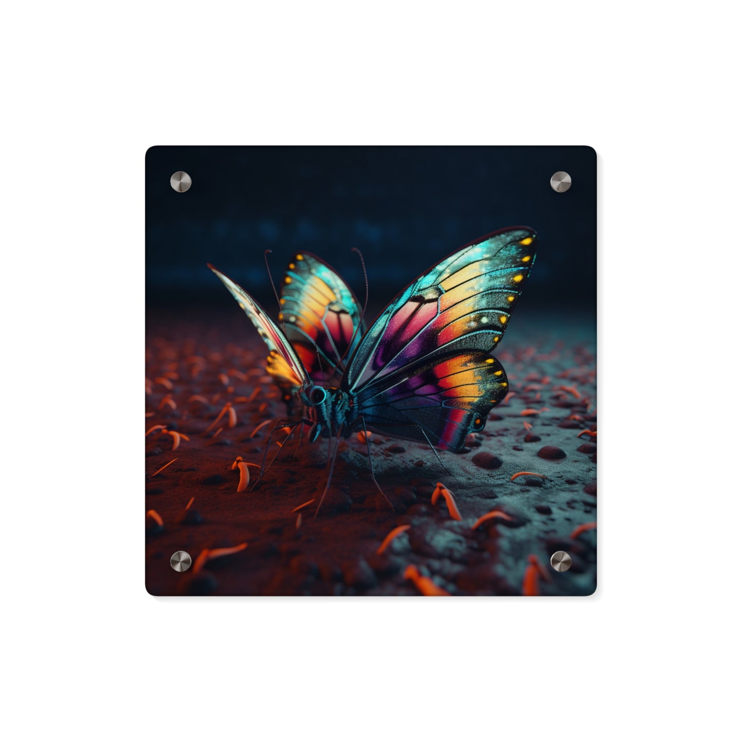 Acrylic Wall Art Panels Hyper Colorful Butterfly Macro 1