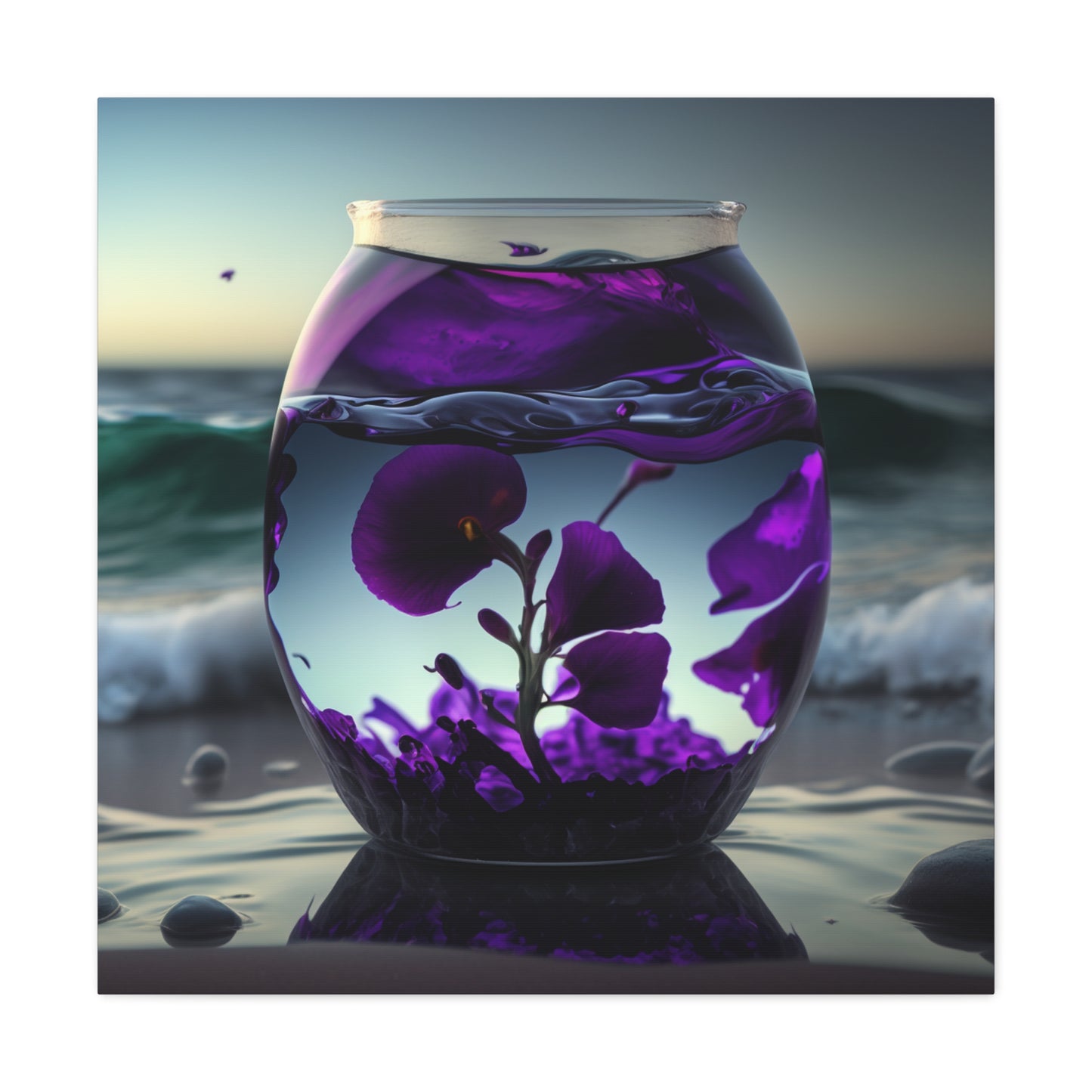 Canvas Gallery Wraps Purple Sweet pea in a vase 4