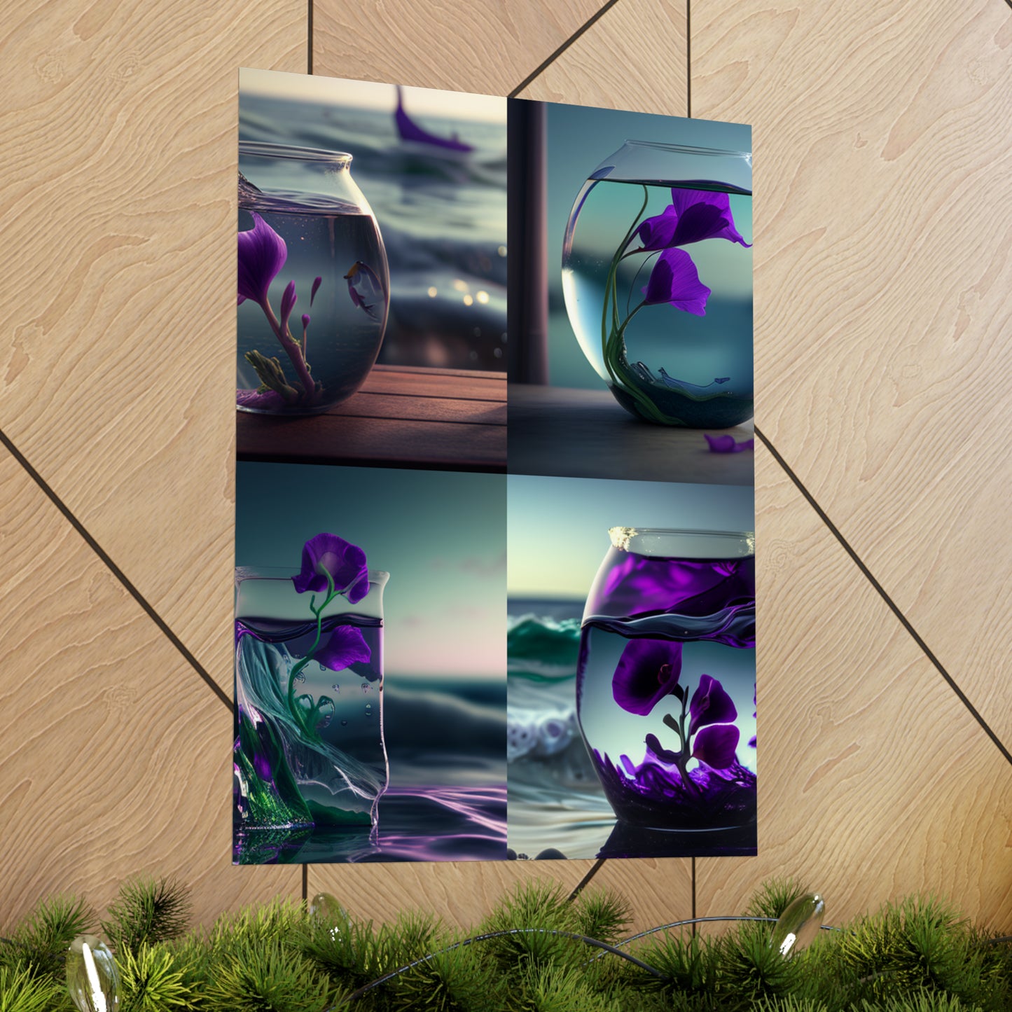 Premium Matte Vertical Posters Purple Sweet pea in a vase 5