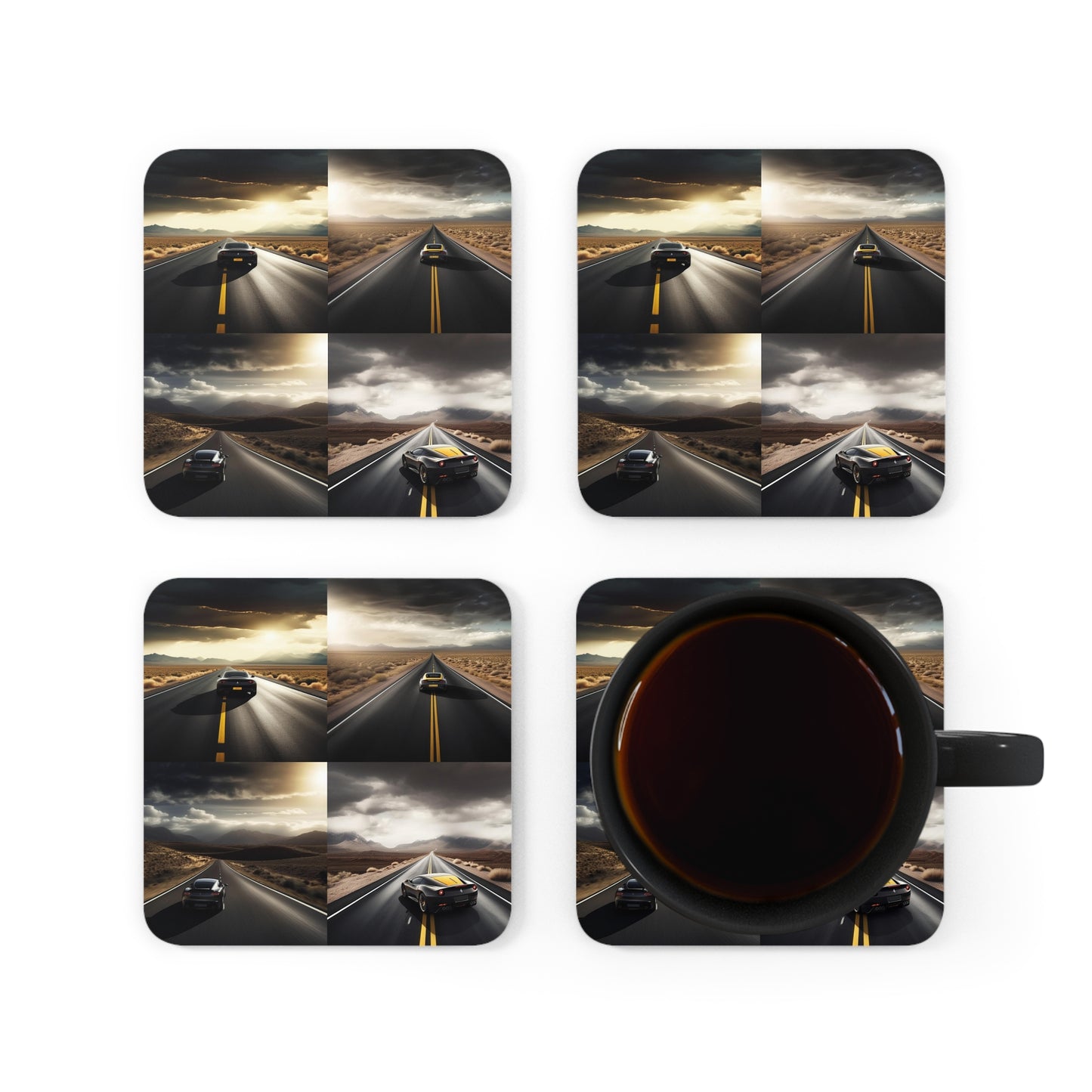 Corkwood Coaster Set Ferrari Road 5