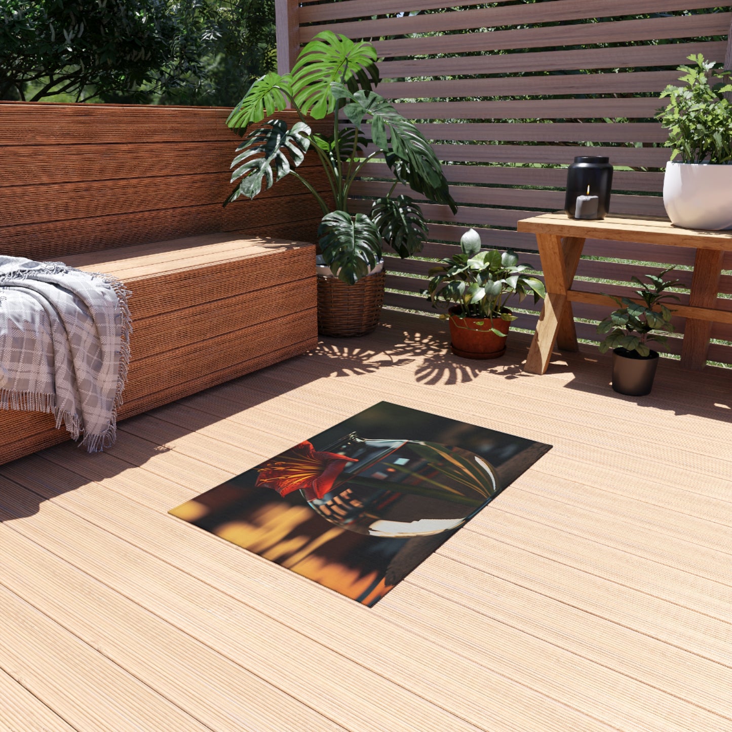 Outdoor Rug  Red Lily in a Glass vase 2