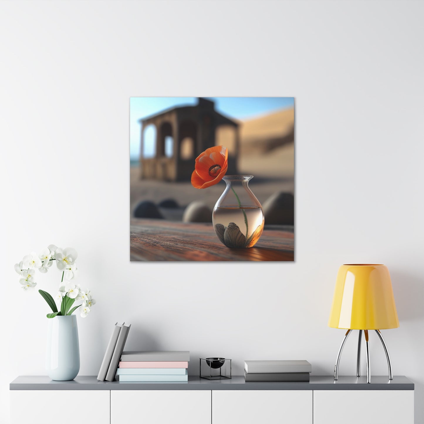 Canvas Gallery Wraps Poppy in a Glass Vase 1