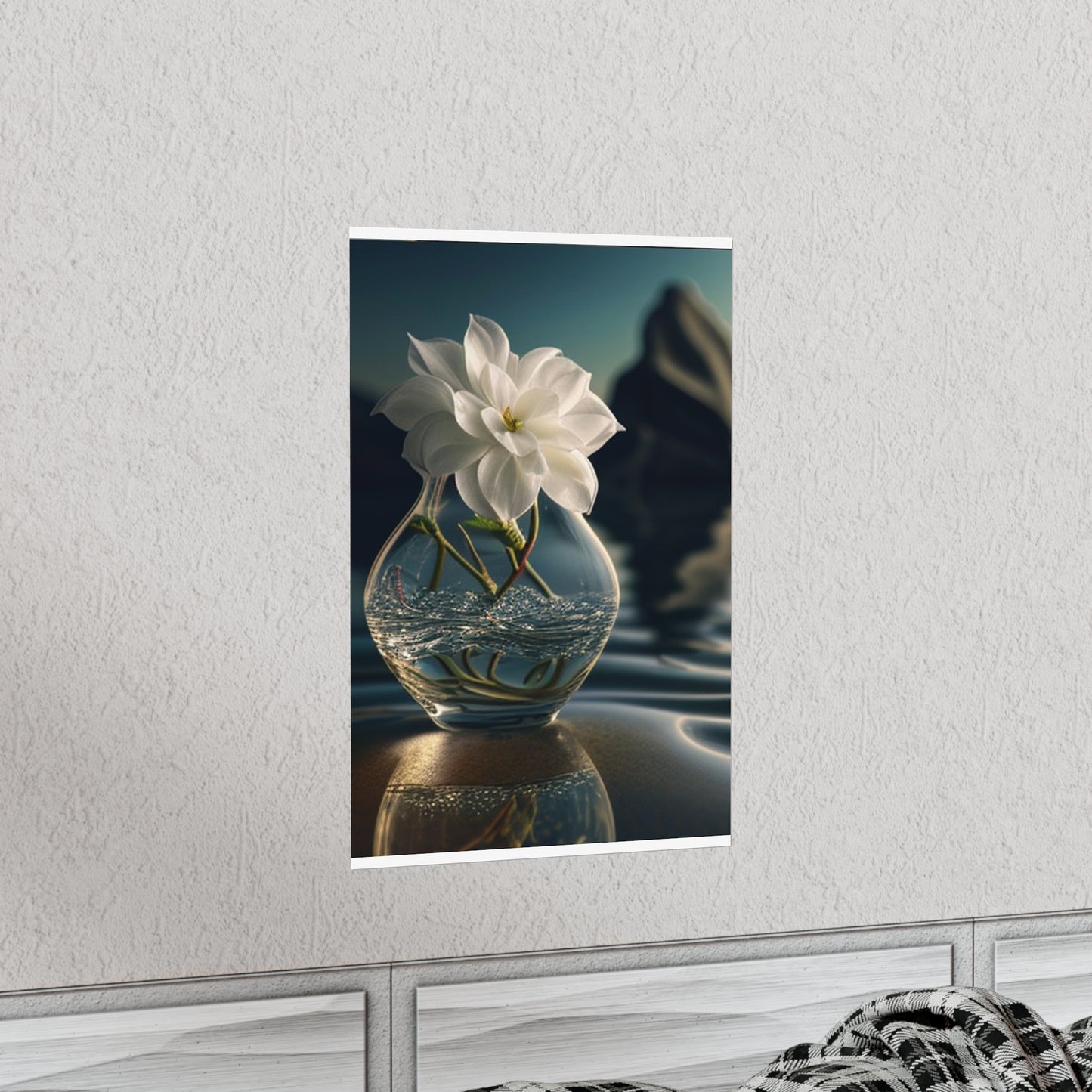 Premium Matte Vertical Posters Jasmine glass vase 4