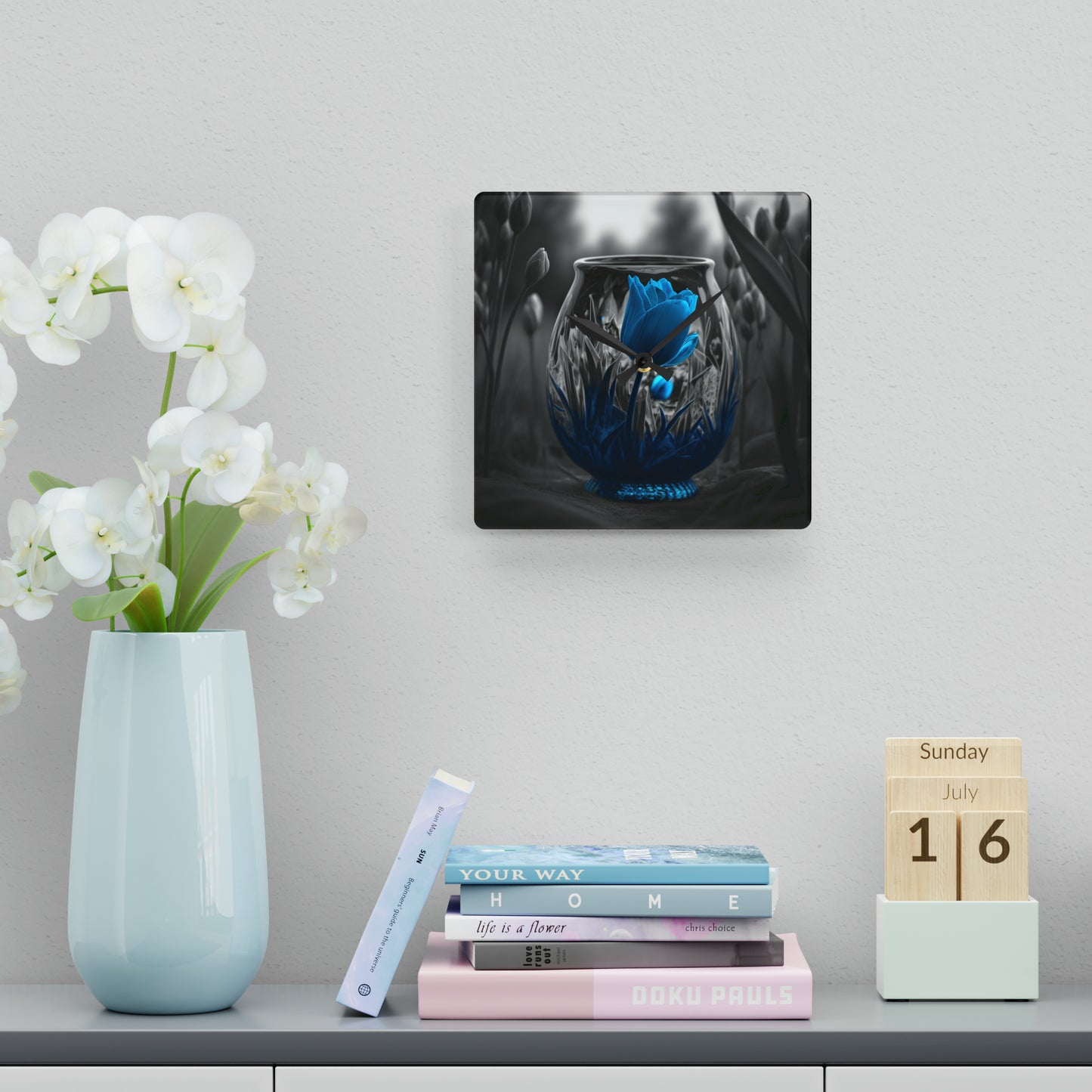 Acrylic Wall Clock Tulip Blue 6