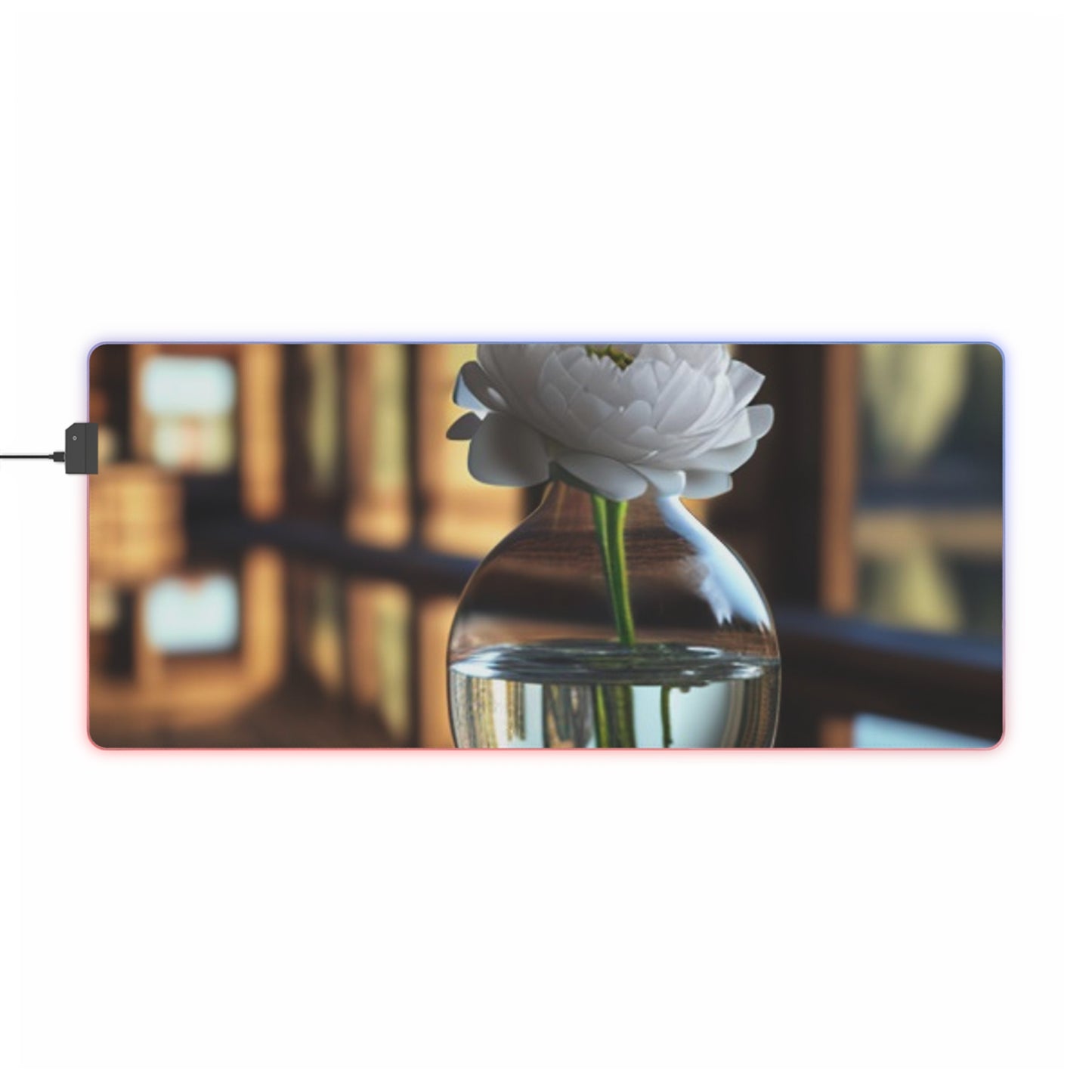 LED Gaming Mouse Pad White Peony glass vase 3