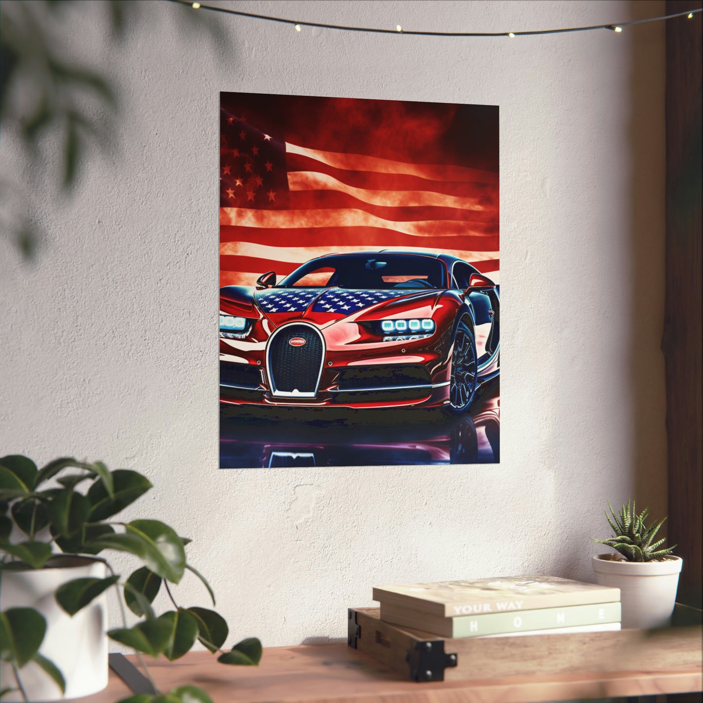 Premium Matte Vertical Posters Abstract American Flag Background Bugatti 3