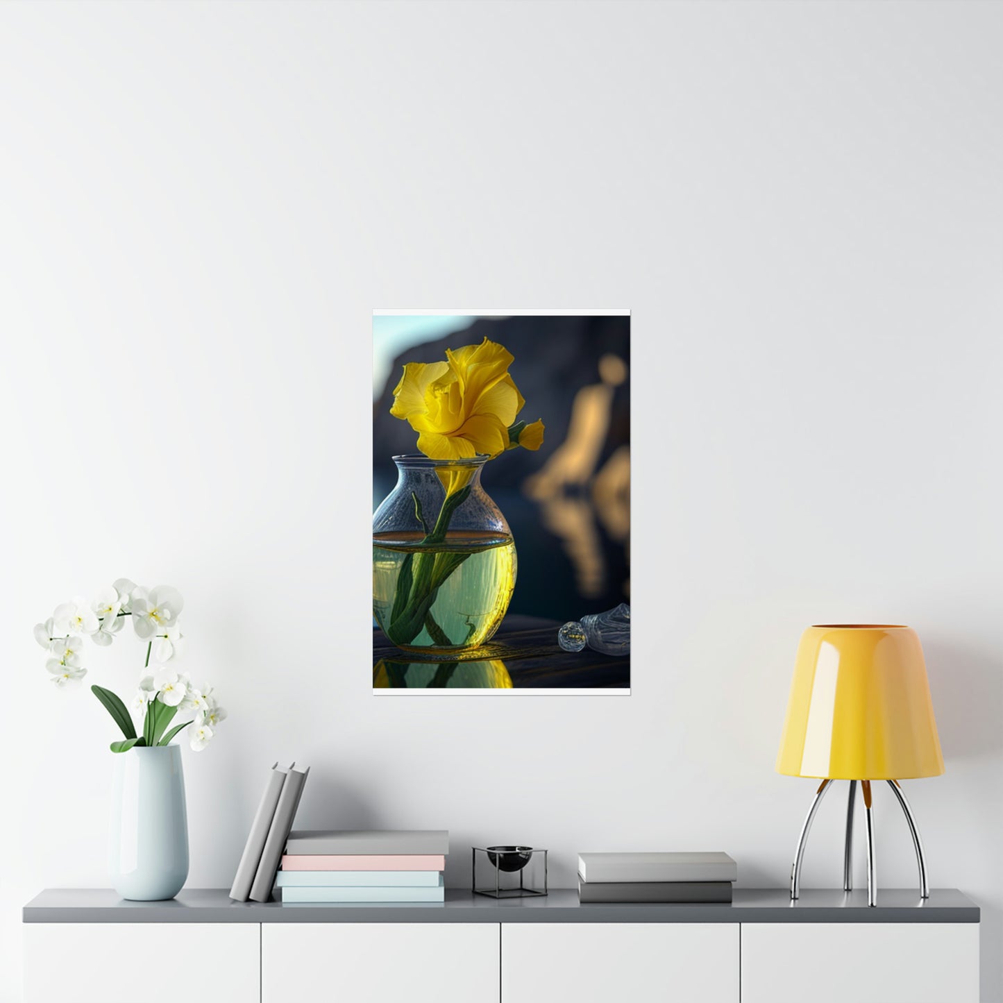 Premium Matte Vertical Posters Yellow Gladiolus glass 3