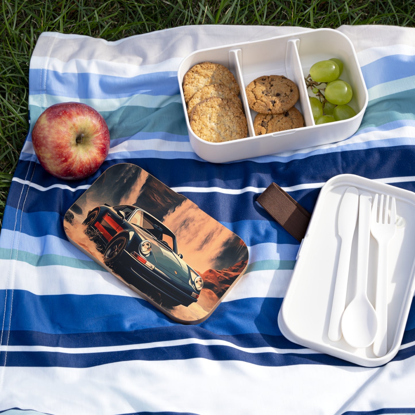Bento Lunch Box American Flag Porsche Abstract 3