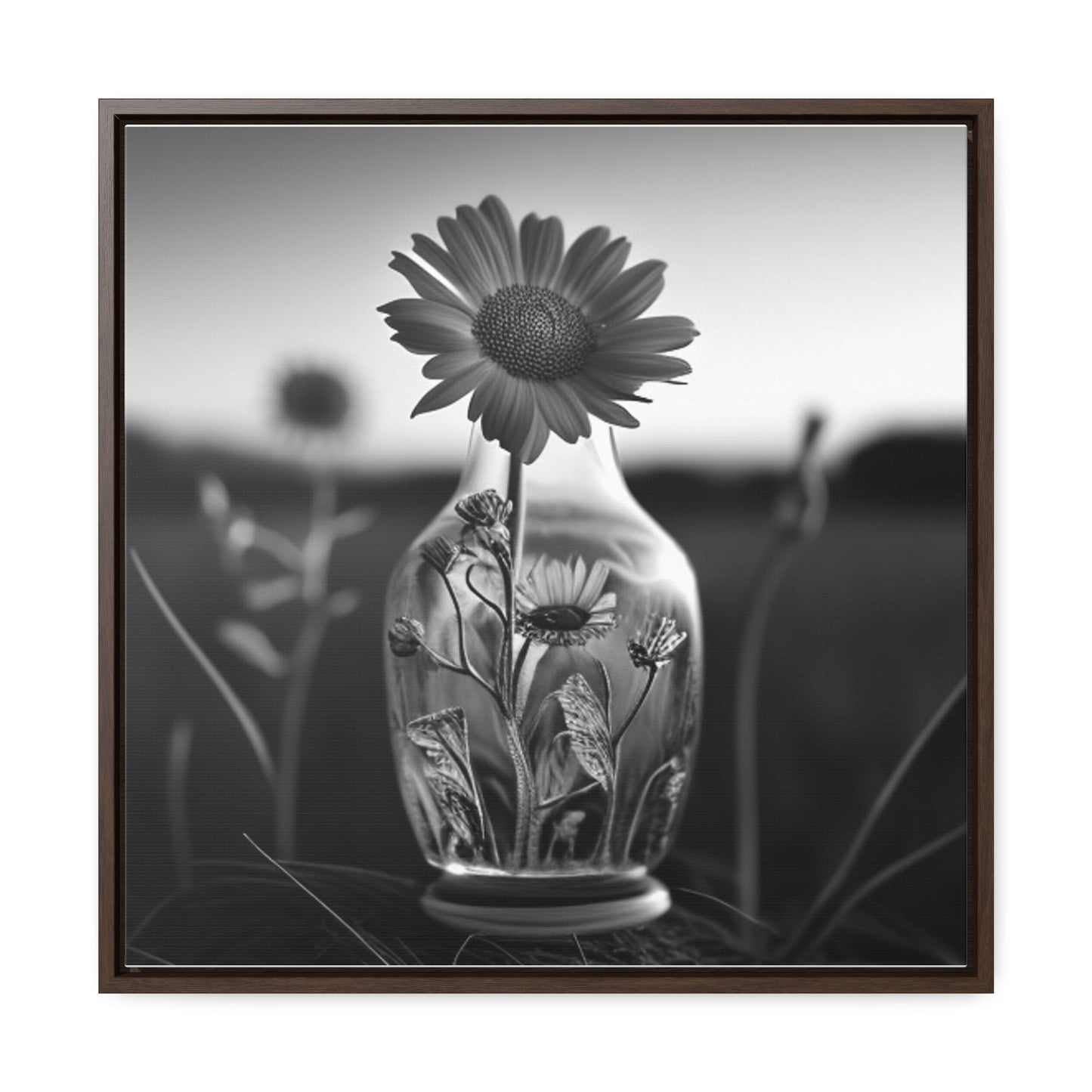 Gallery Canvas Wraps, Square Frame Yellw Sunflower in a vase 2