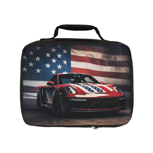Lunch Bag American Flag Background Porsche 3
