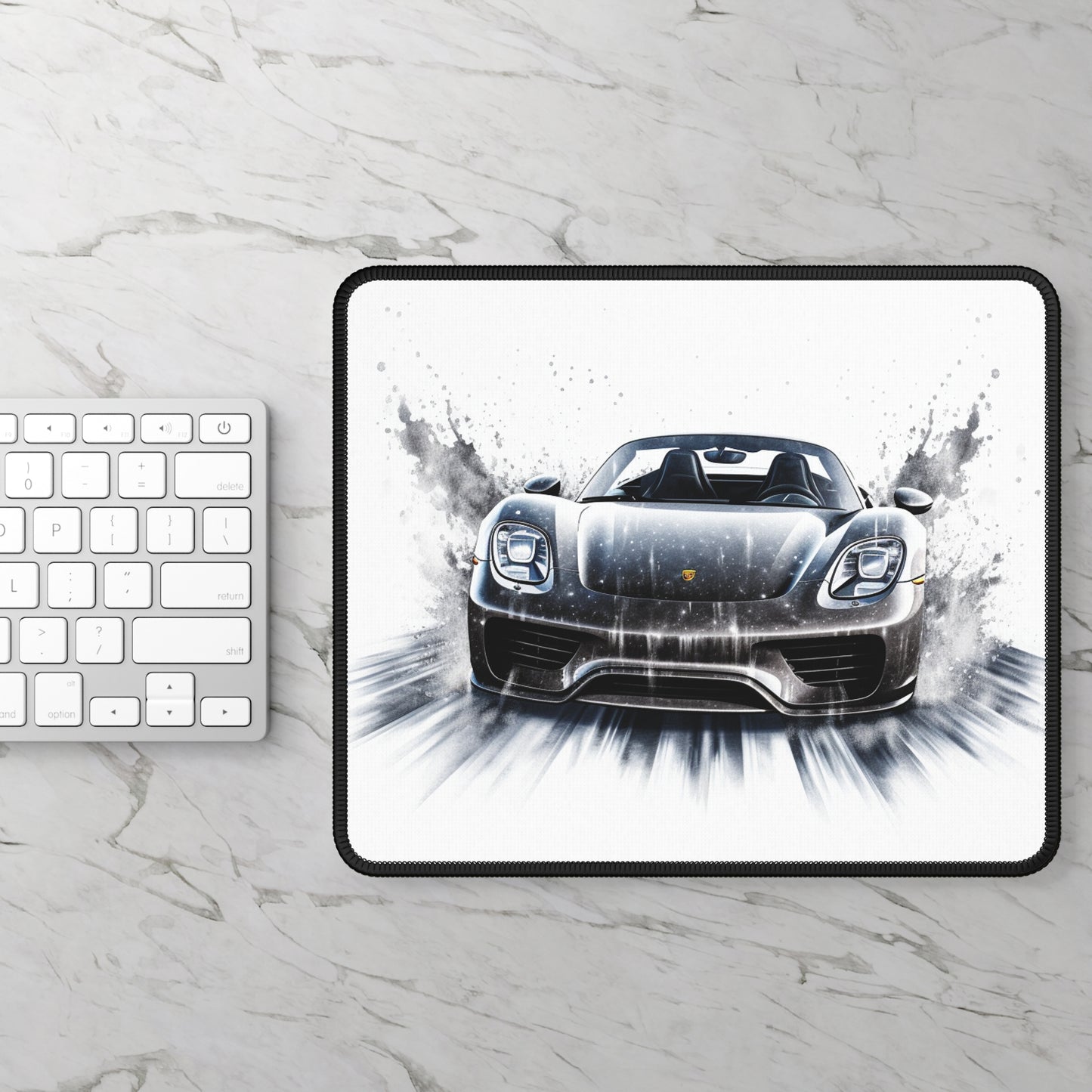 Gaming Mouse Pad  918 Spyder white background driving fast with water splashing 3