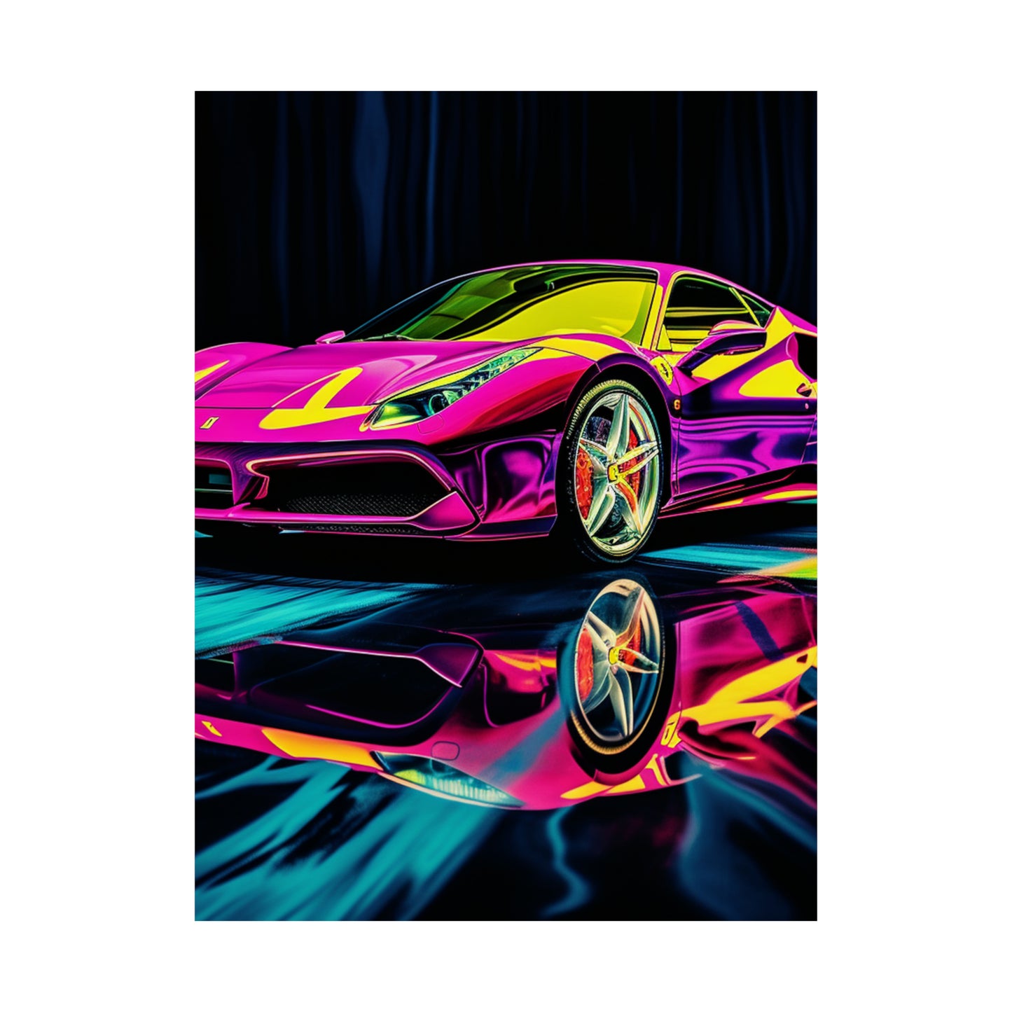 Premium Matte Vertical Posters Pink Ferrari Macro 3