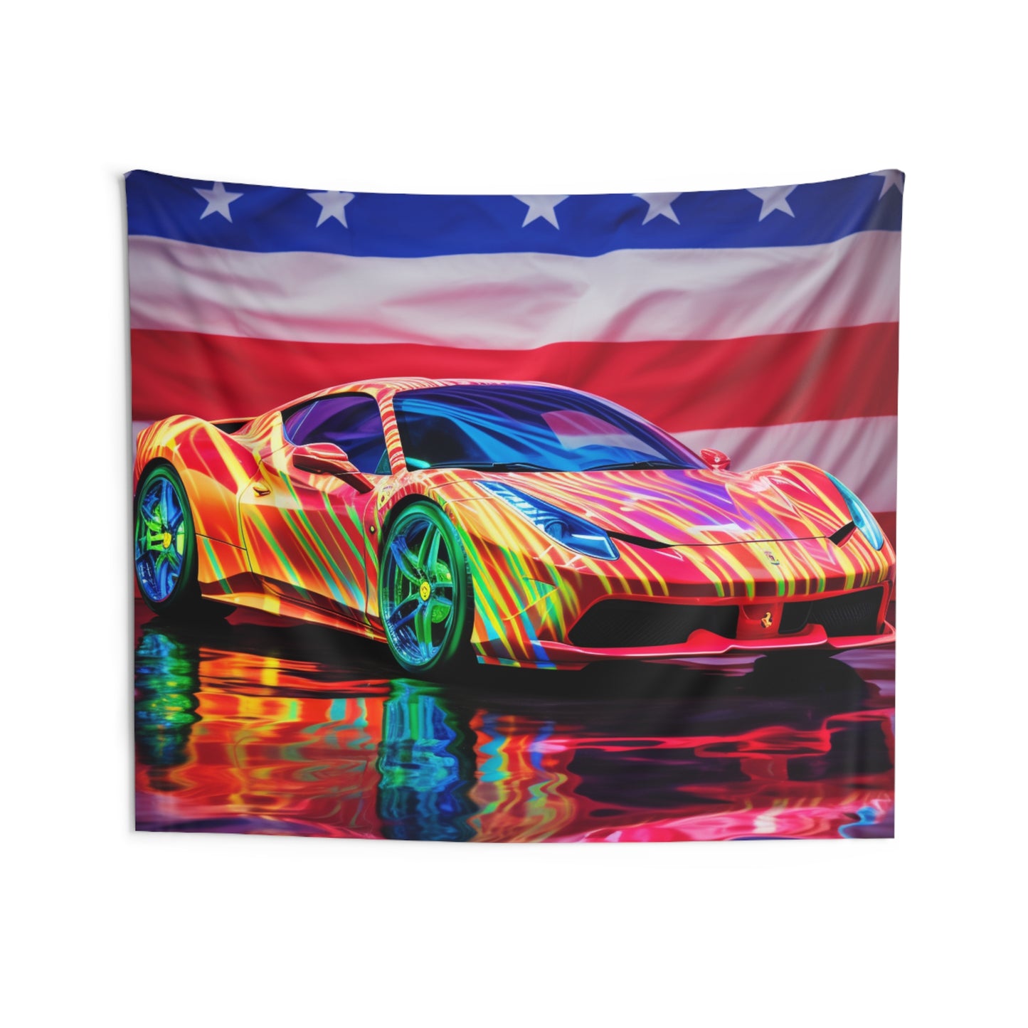 Indoor Wall Tapestries Hyper Colorfull Ferrari 4