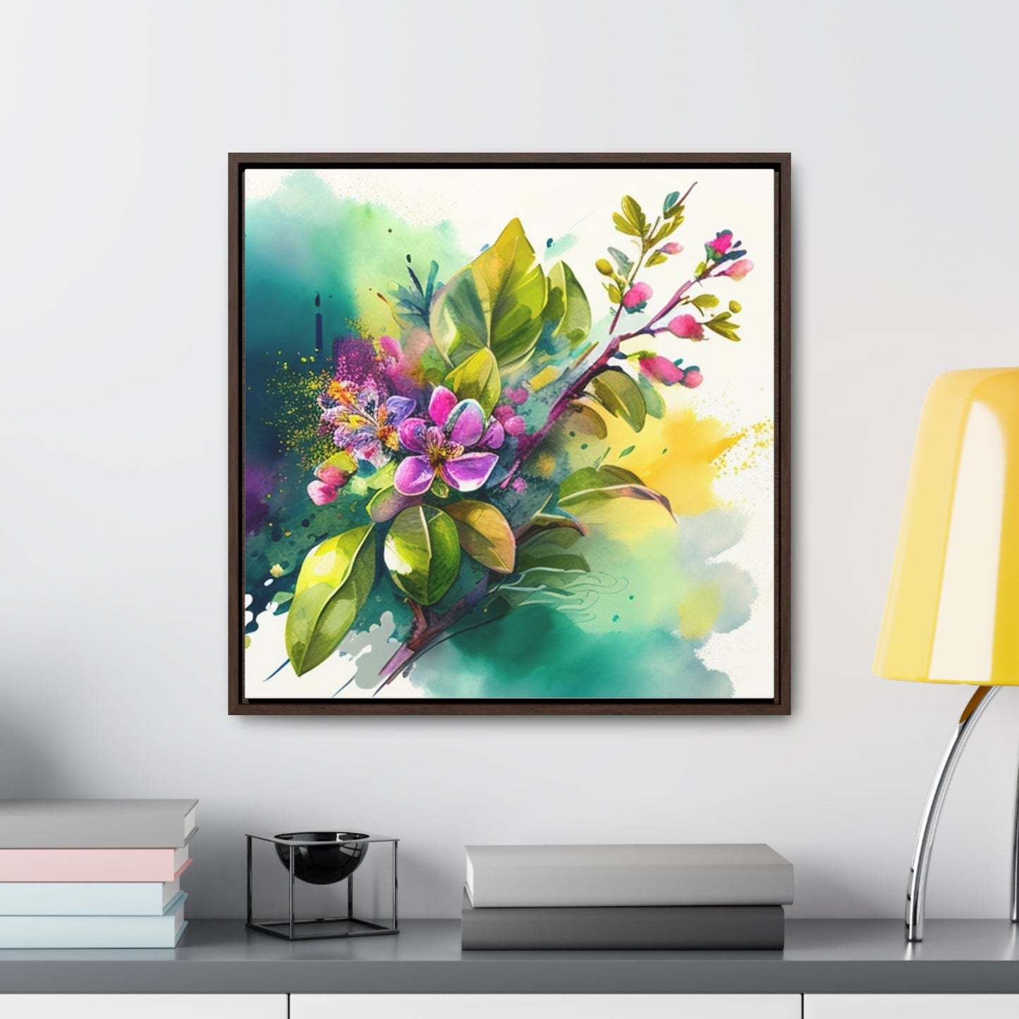 Gallery Canvas Wraps, Square Frame Mother Nature Bright Spring Colors Realistic Watercolor 1