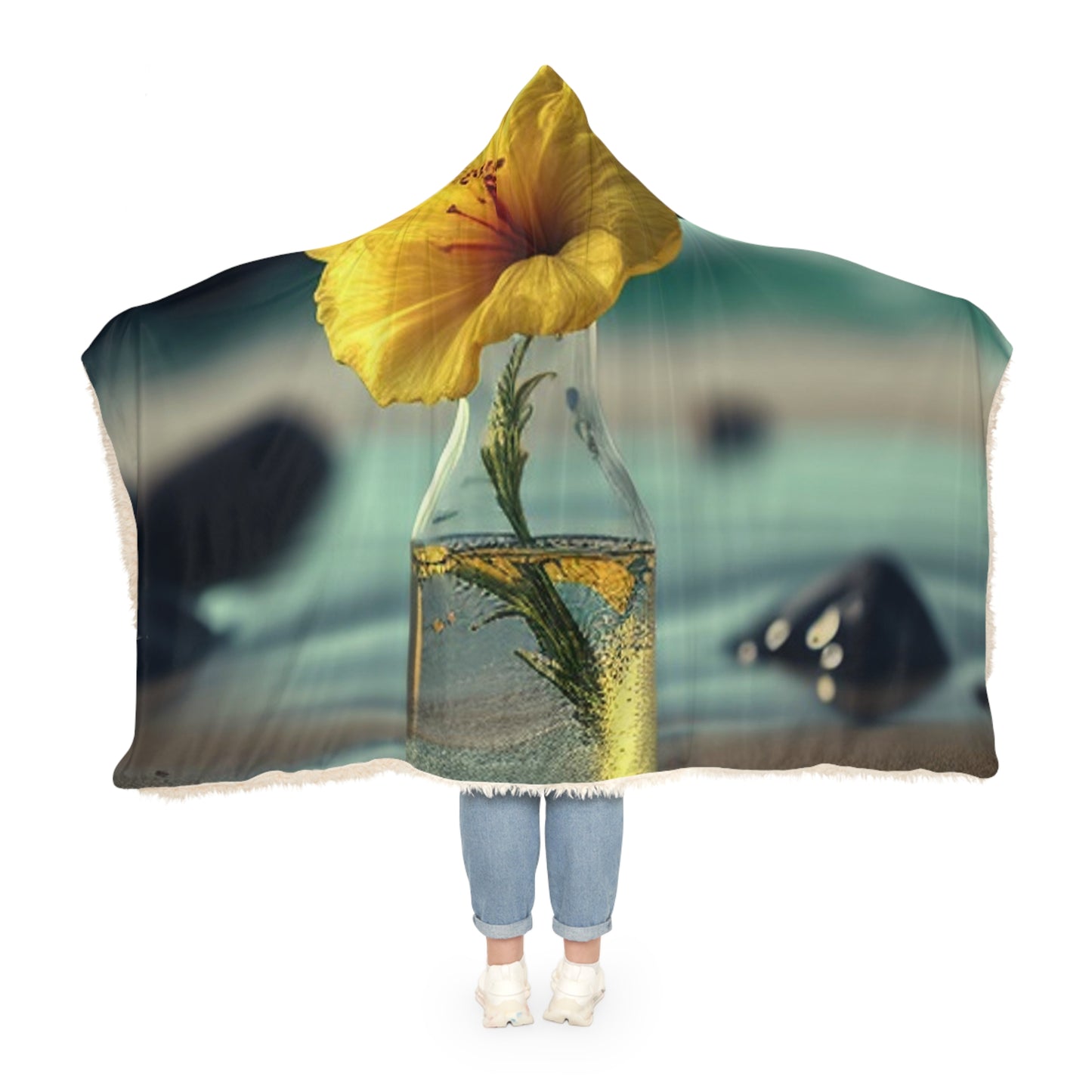 Snuggle Hooded Blanket Yellow Hibiscus glass 3