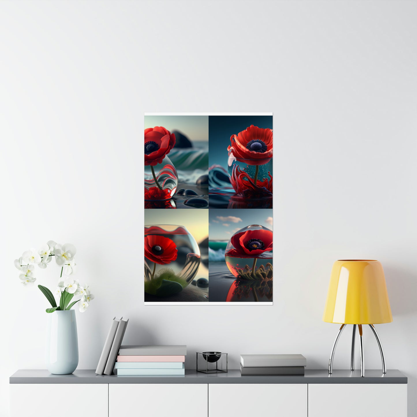 Premium Matte Vertical Posters Red Anemone in a Vase 5