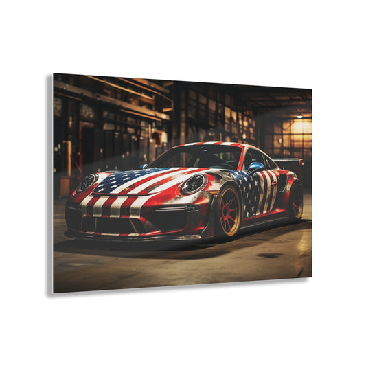 Acrylic Prints American Flag Porsche 4