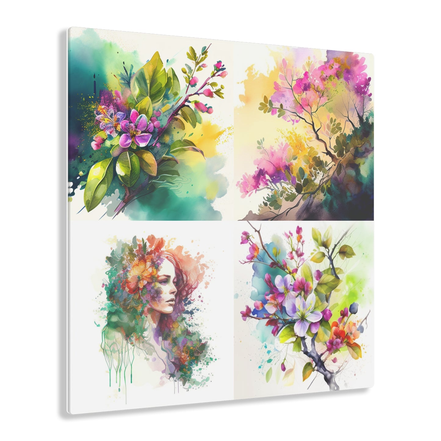 Acrylic Prints Mother Nature Bright Spring Colors Realistic Watercolor 5