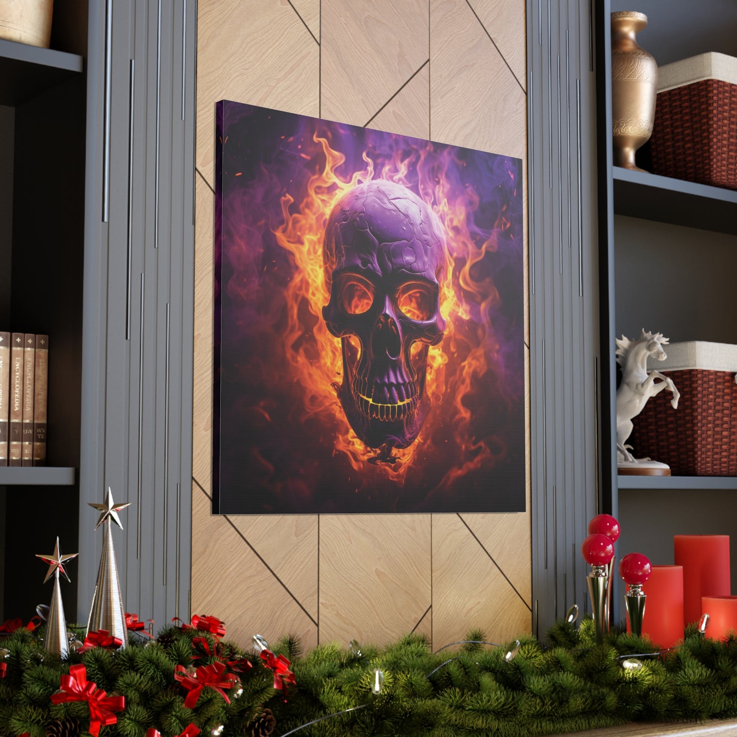 Canvas Gallery Wraps Skull Flames 3