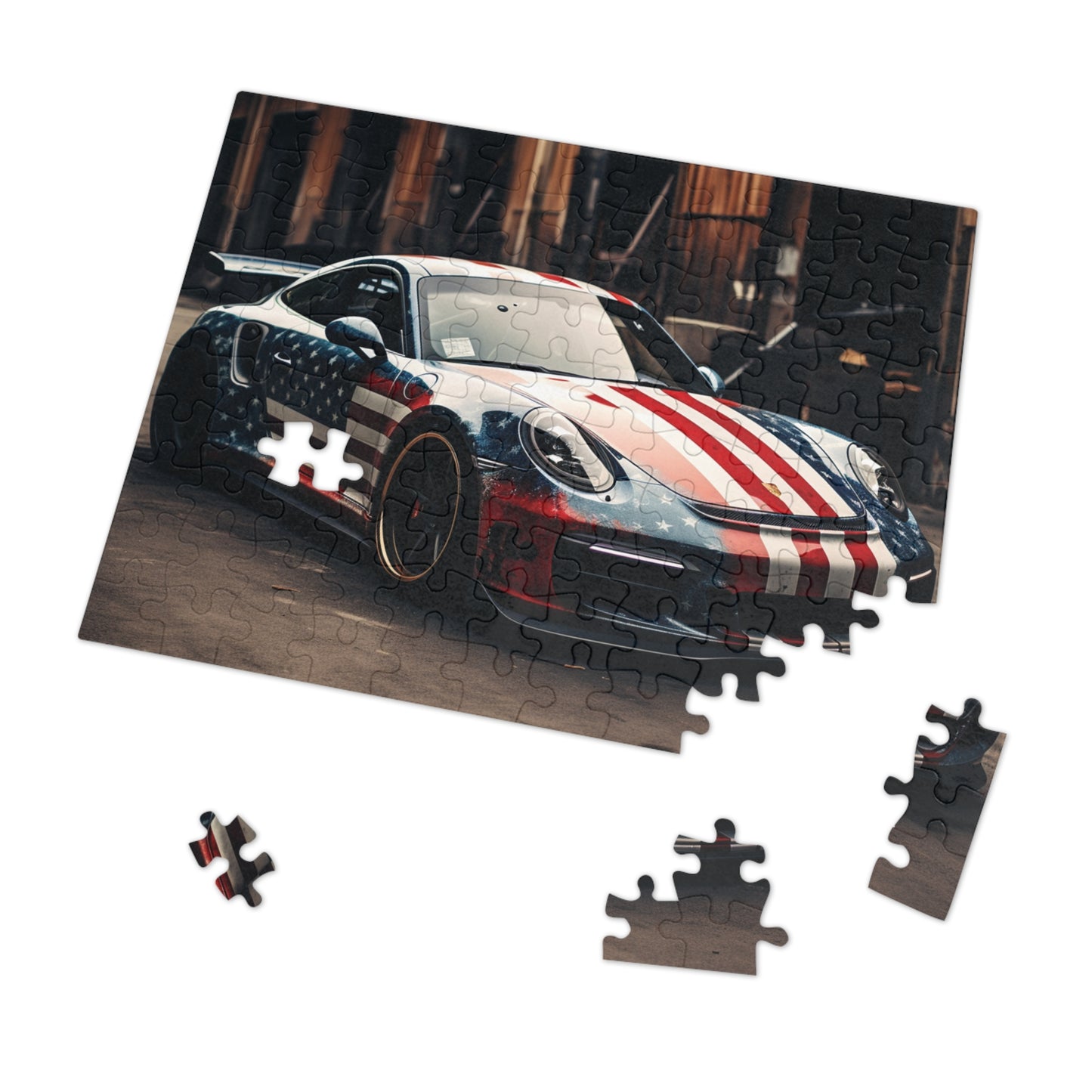 Jigsaw Puzzle (30, 110, 252, 500,1000-Piece) American Flag Porsche 3