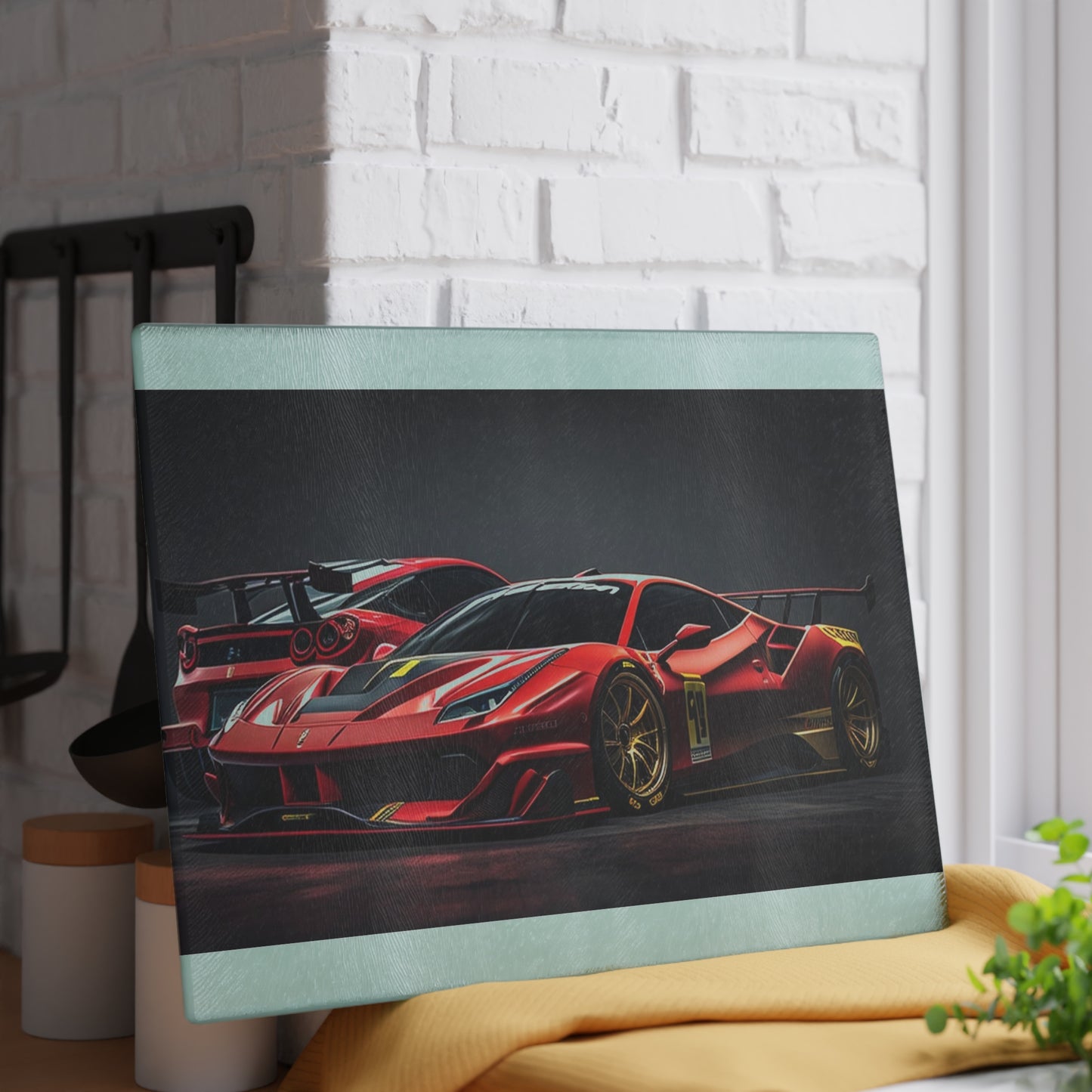 Glass Cutting Board Ferrari Red 3