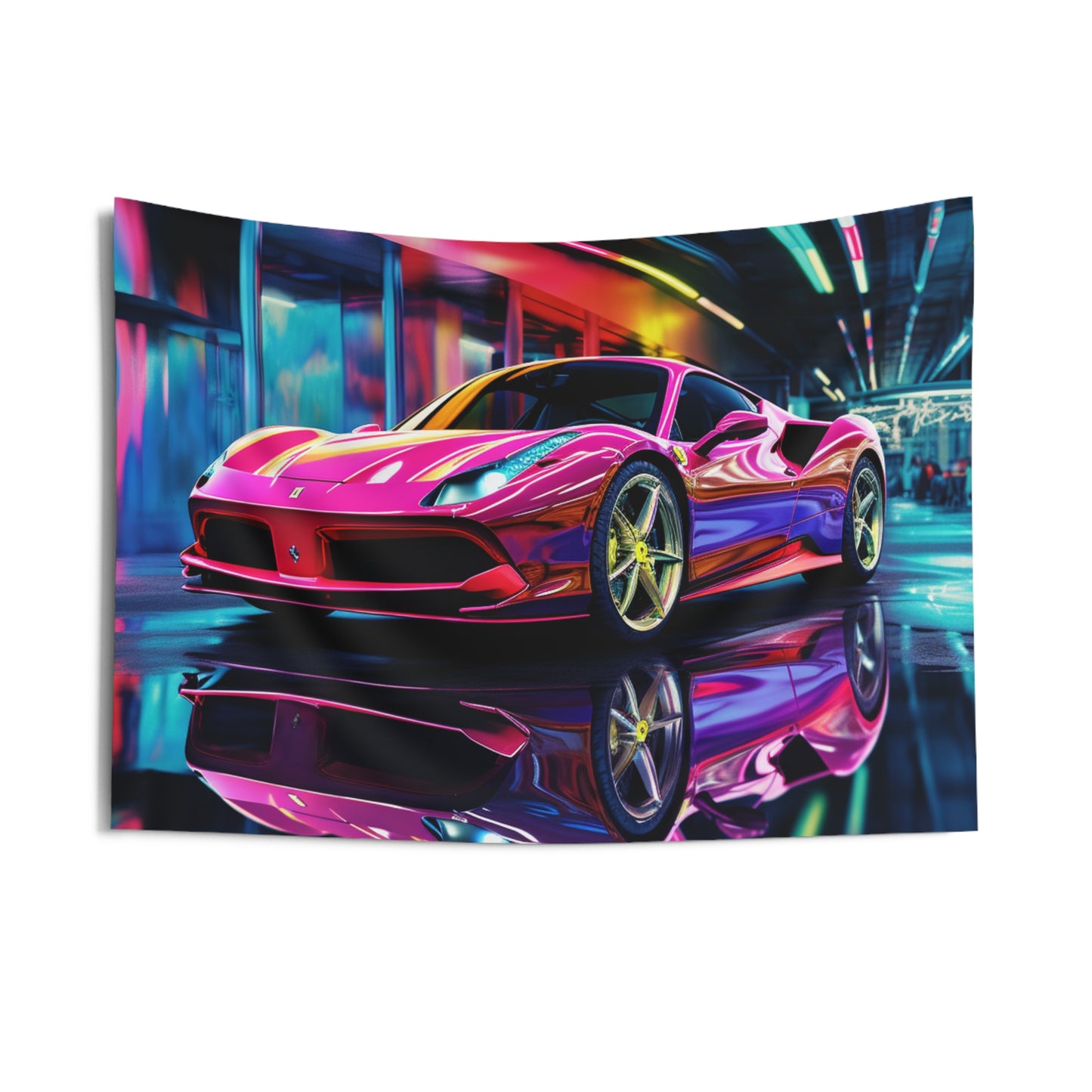 Indoor Wall Tapestries Pink Macro Ferrari 4