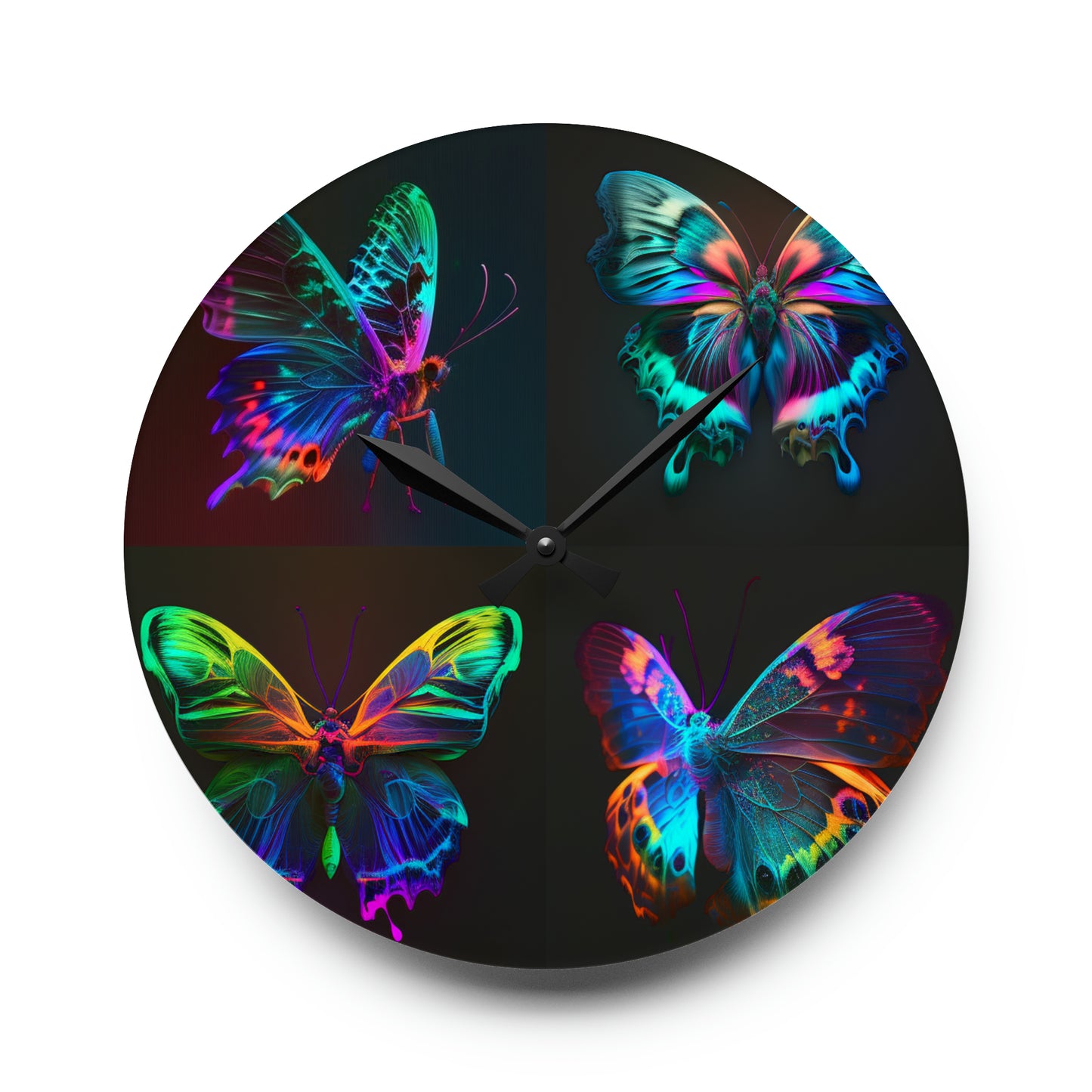 Acrylic Wall Clock Raw Hyper Color Butterfly 5