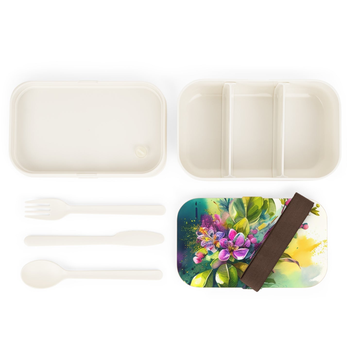 Bento Lunch Box Mother Nature Bright Spring Colors Realistic Watercolor 1