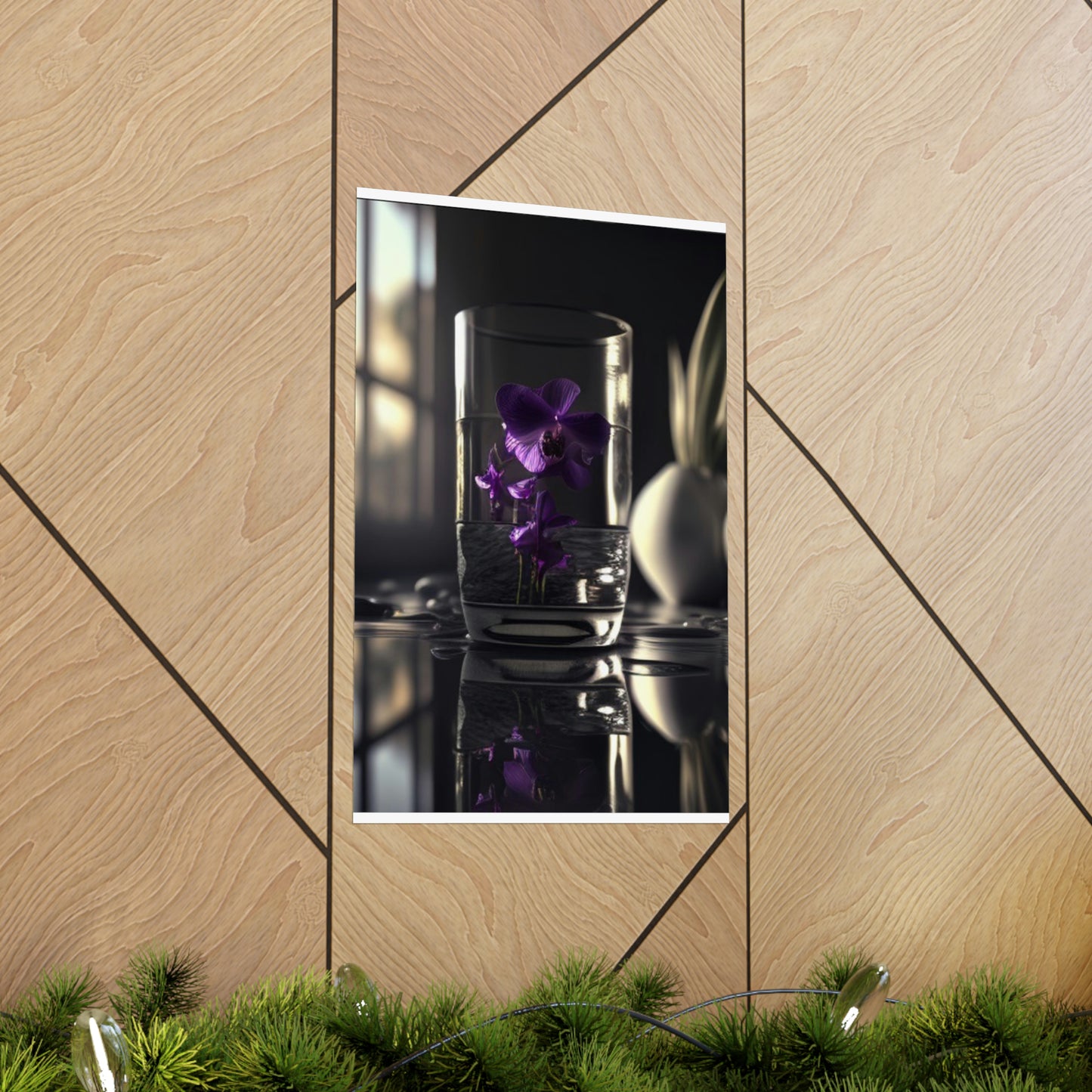 Premium Matte Vertical Posters Purple Orchid Glass vase 4