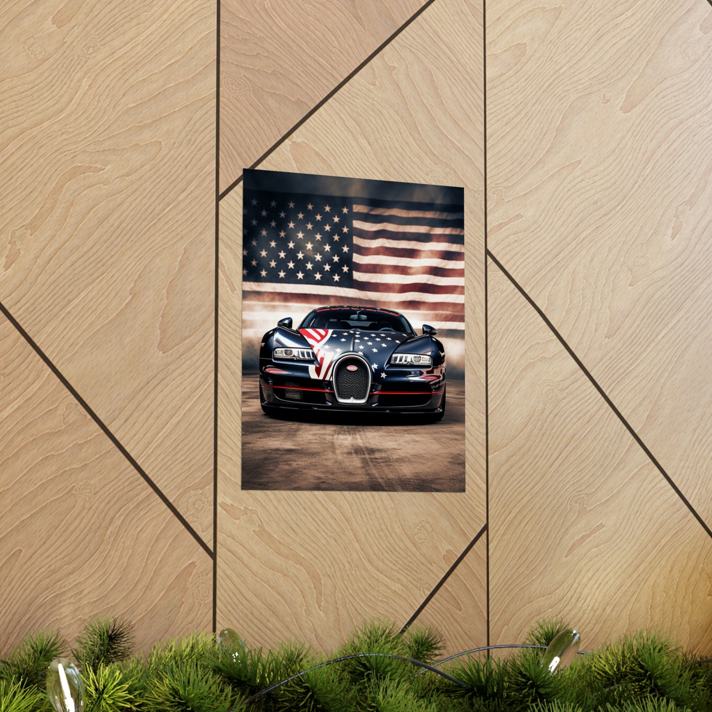 Premium Matte Vertical Posters Bugatti American Flag 2