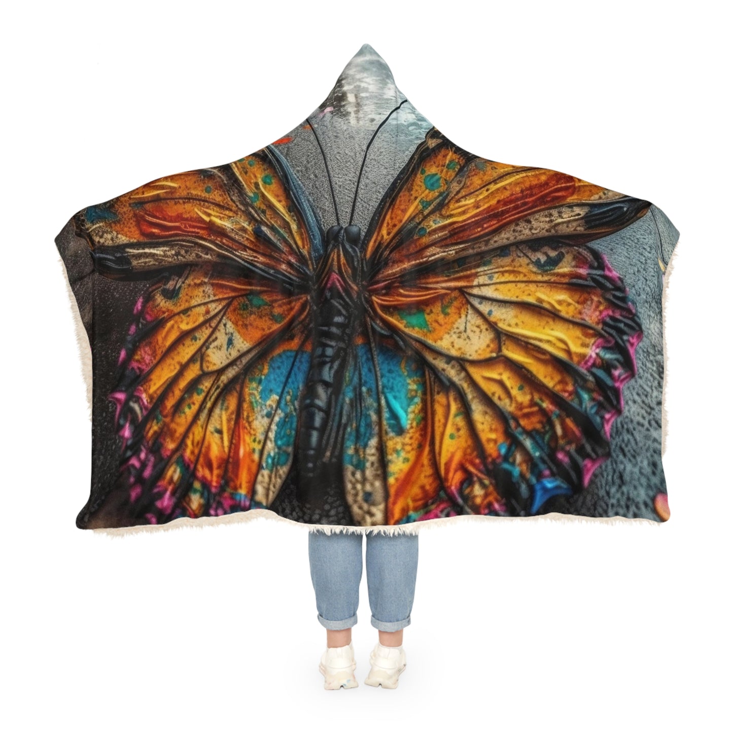 Snuggle Hooded Blanket Liquid Street Butterfly 1