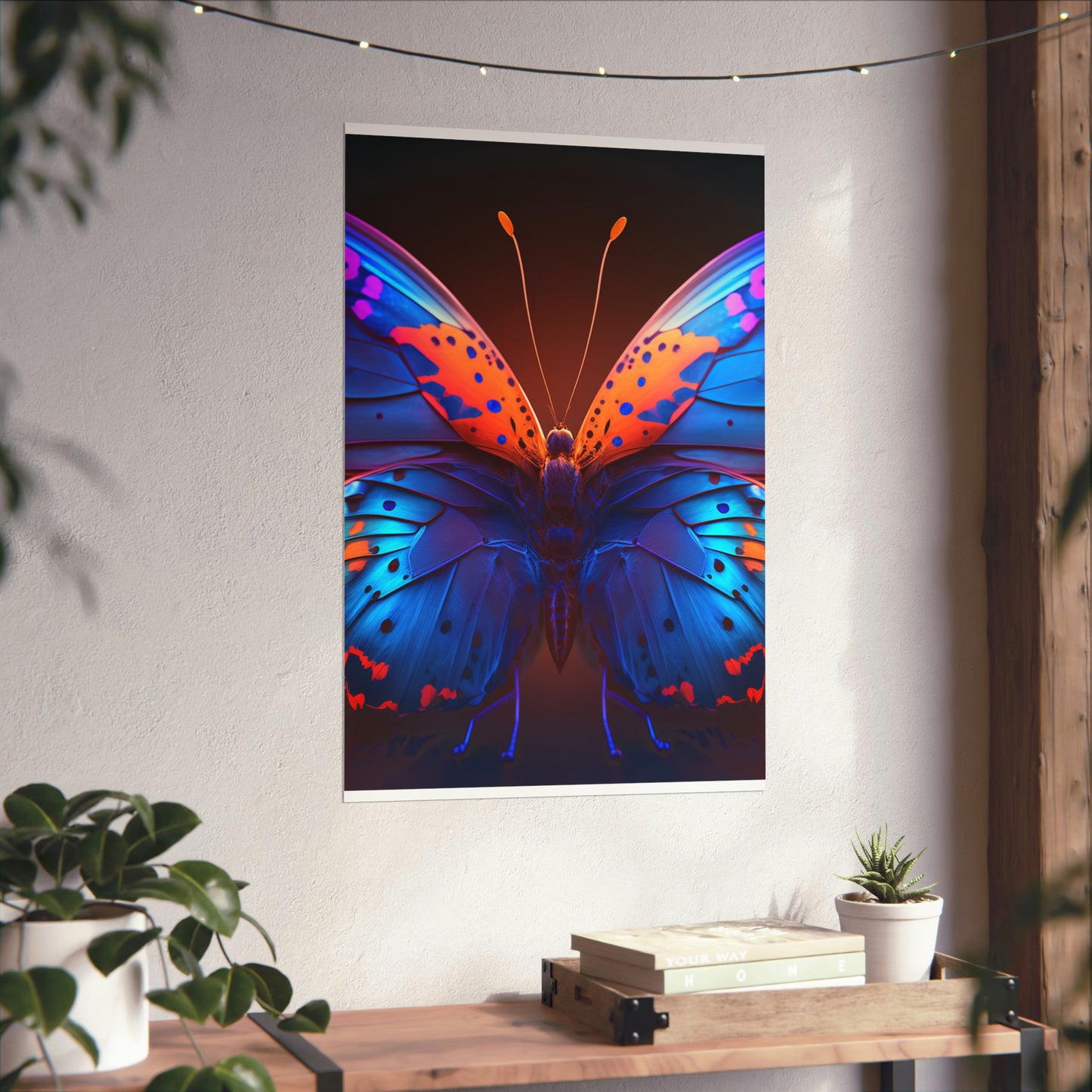 Premium Matte Vertical Posters Neon Butterfly Macro 3